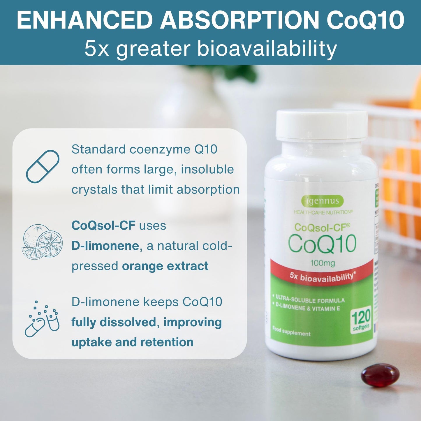 Igennus Healthcare Nutrition CoQSol CoQ10 100mg Softgels 120