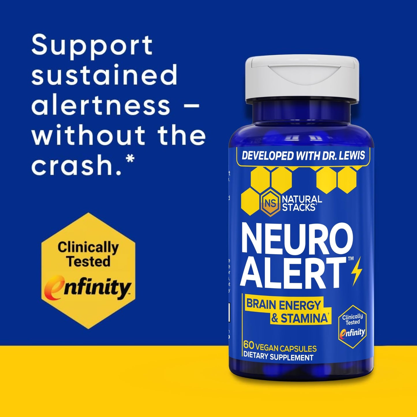 Natural Stacks NeuroAlert Paraxanthine 200mg Caffeine Free Energy Supplement 60 Capsules