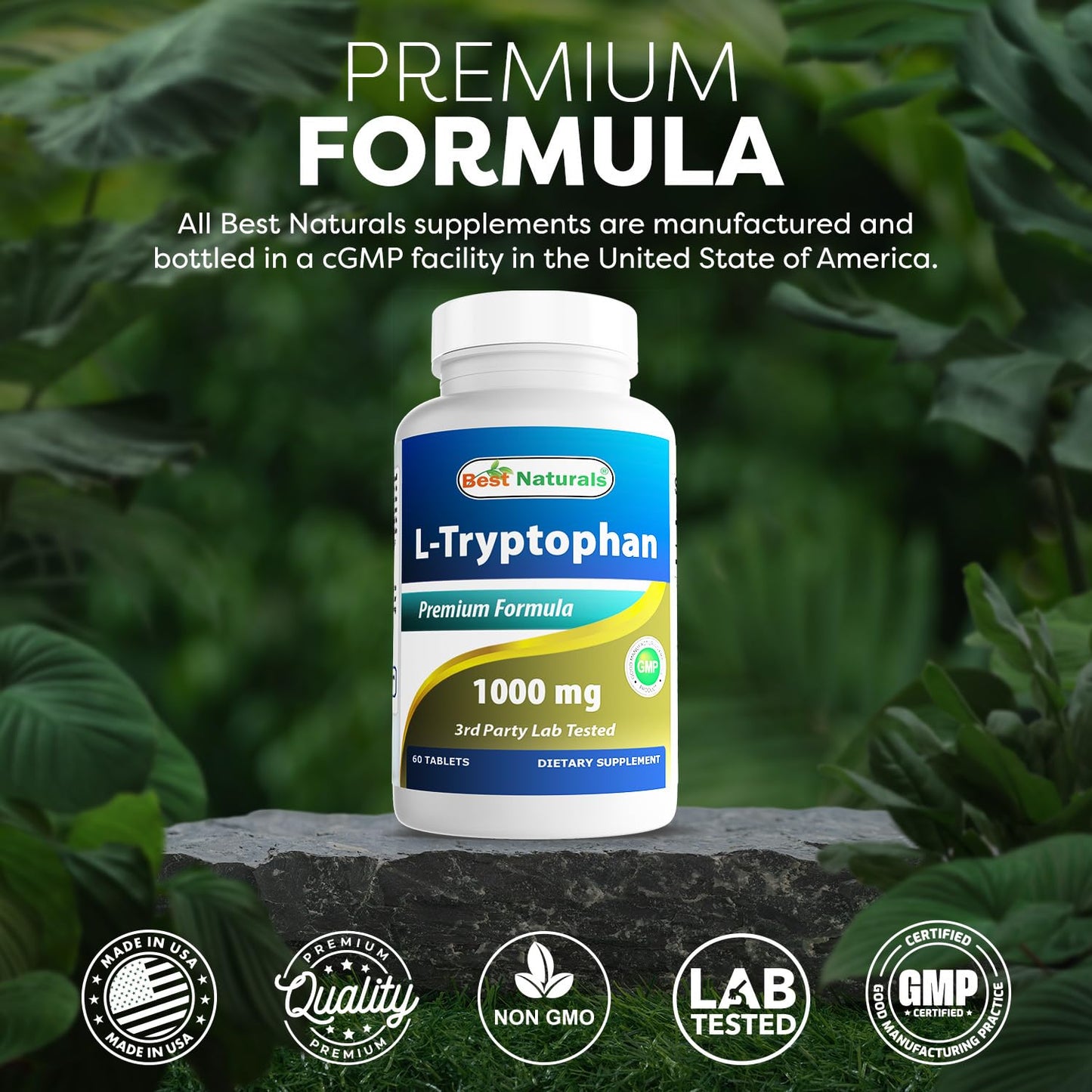 Best Naturals L-Tryptophan 1000 mg Tablets, 60 Tablets