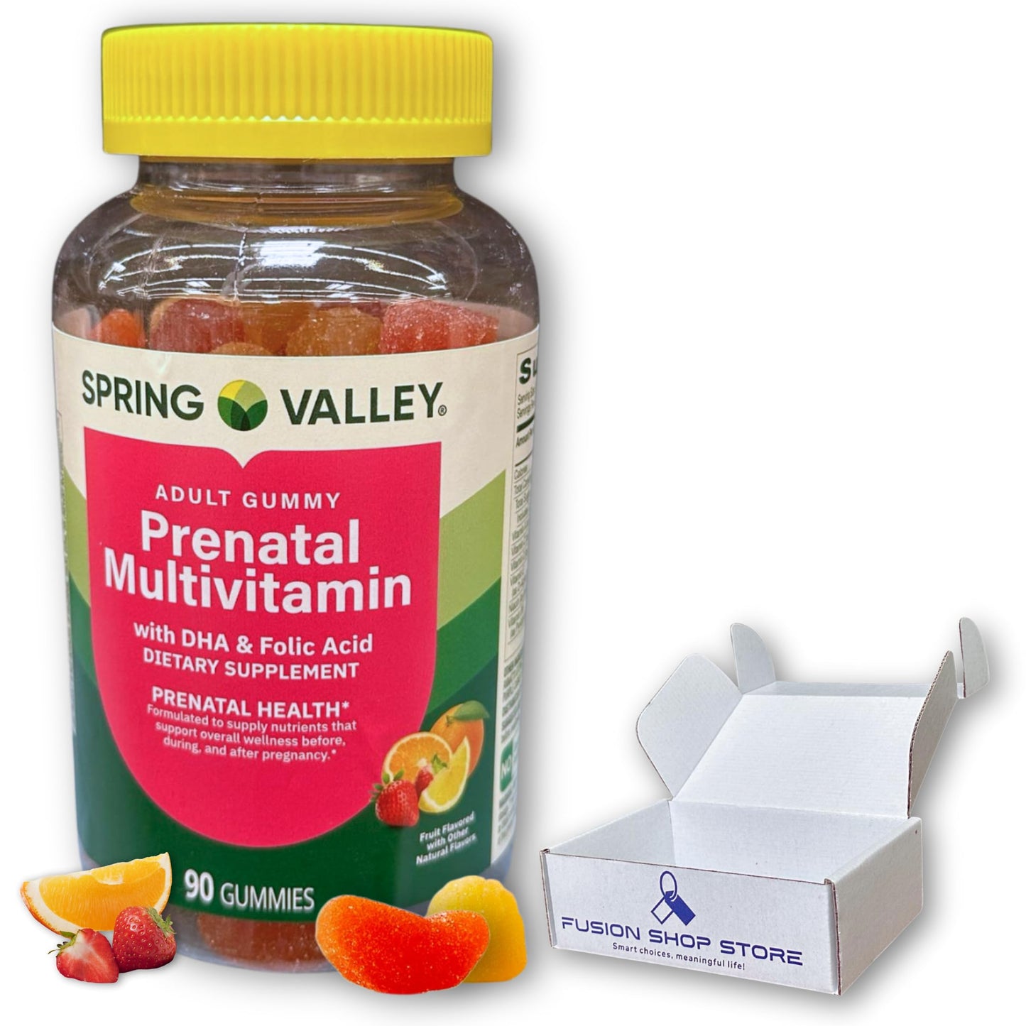 Fusion Shop Store Prenatal Gummies Multivitamin with DHA and Folic Acid, 90 Gummies