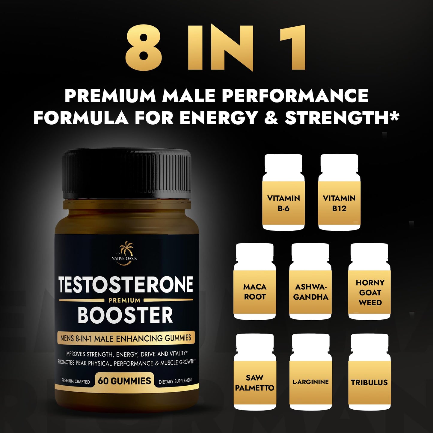 Native Oasis Testosterone Booster Gummies 120 Count