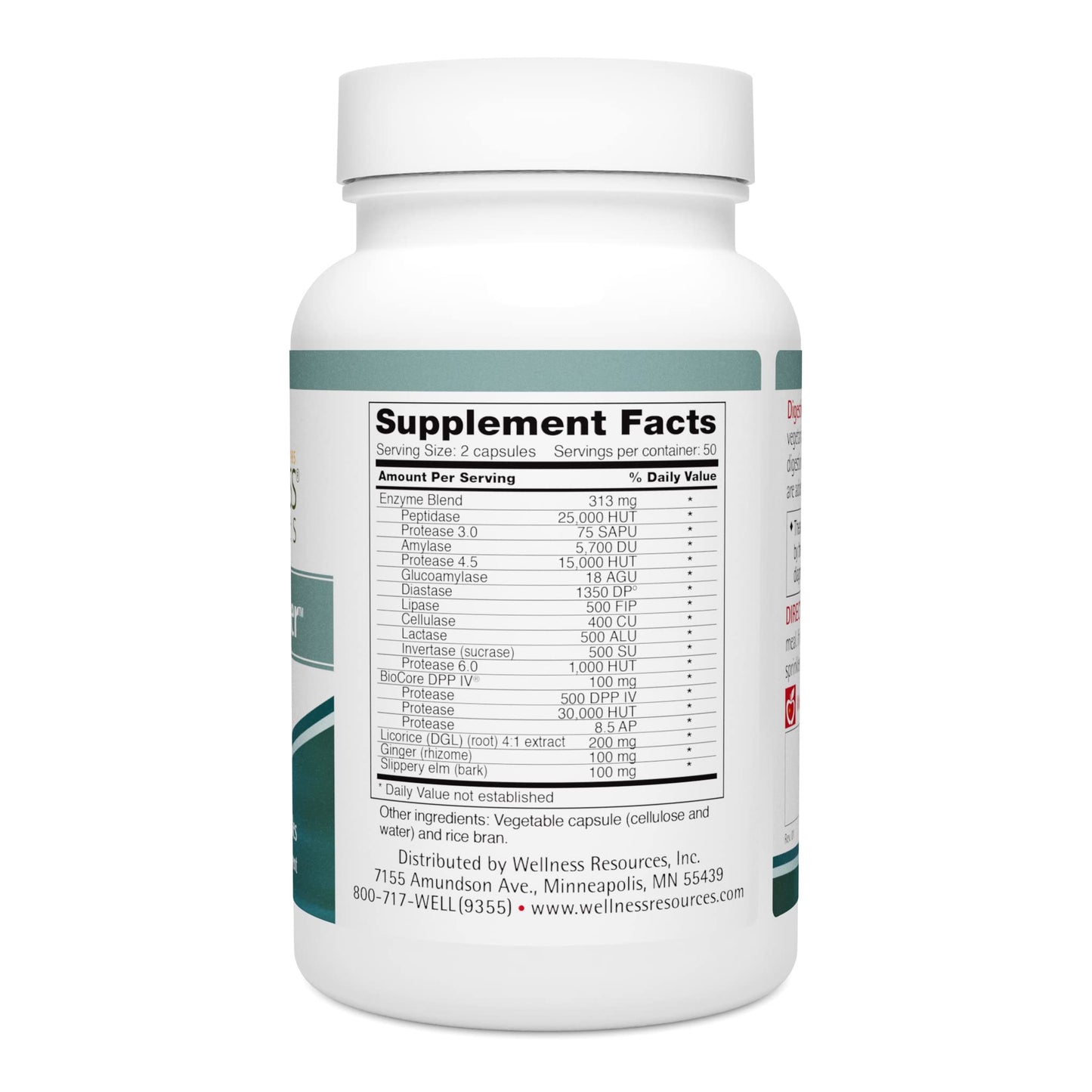 Wellness Resources Digestive Helper with BioCore DPP IV Multi Digestive Enzyme Supplement for Gluten Digestion and Breakdown of Fats, Casein, Proteins, 100 Capsules