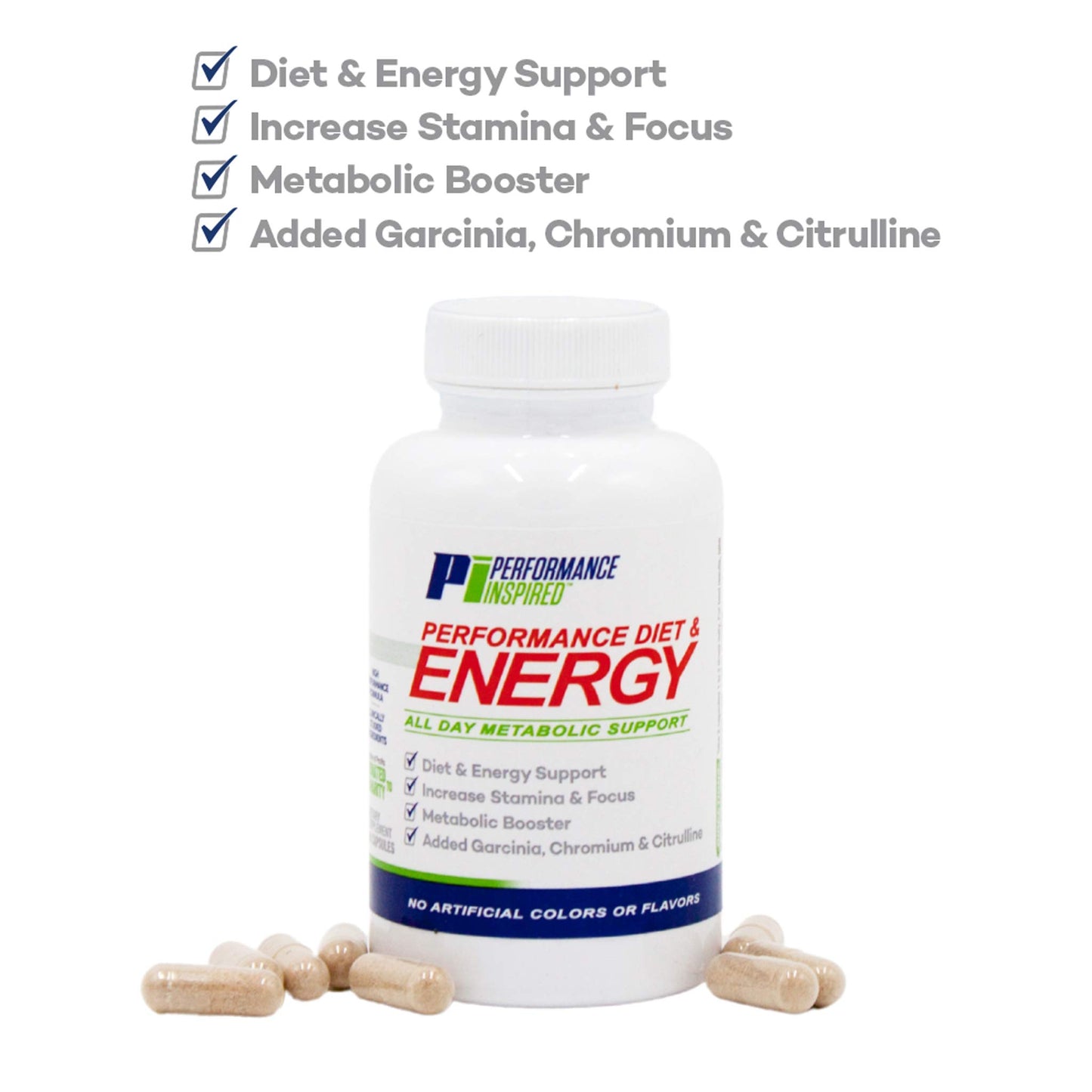 PERFORMANCE INSPIRED Nutrition Diet & Energy Capsules – Natural Green Coffee, Garcinia Cambogia & Green Tea – Supports Energy & Metabolism – 60 Capsules