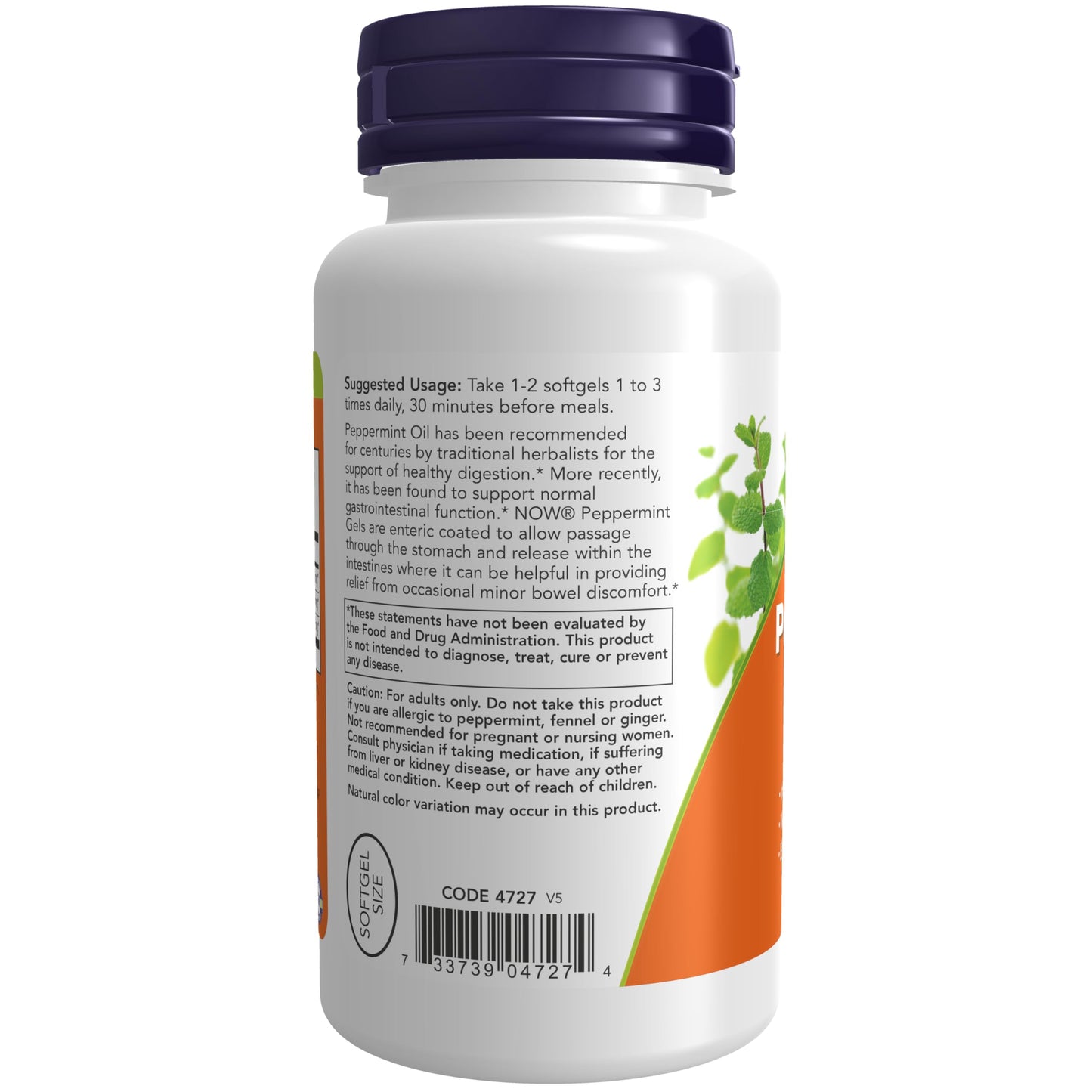 NOW Foods Peppermint Gels with Ginger & Fennel Oils Enteric Coated Digestive Support Softgels, 90 Count