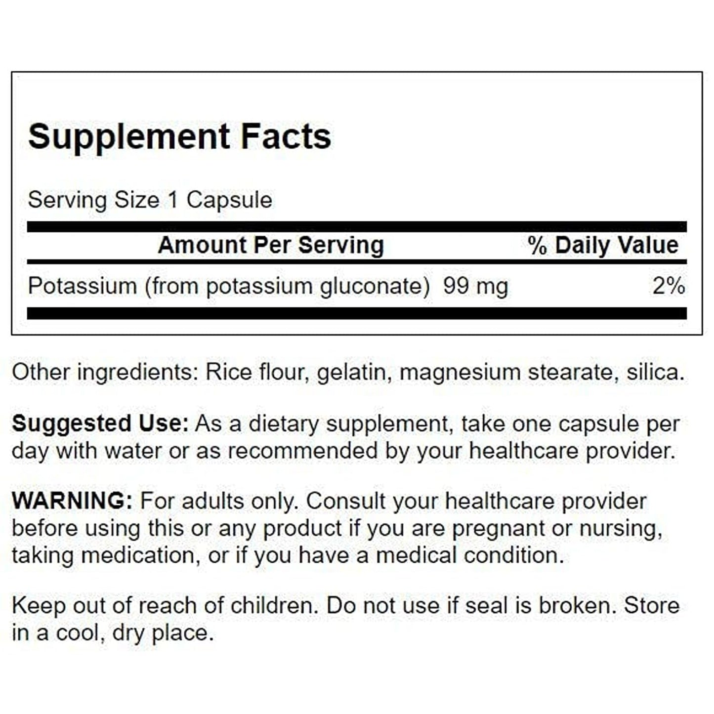 Swanson Potassium (Gluconate) 99 Milligrams, 400 Capsules