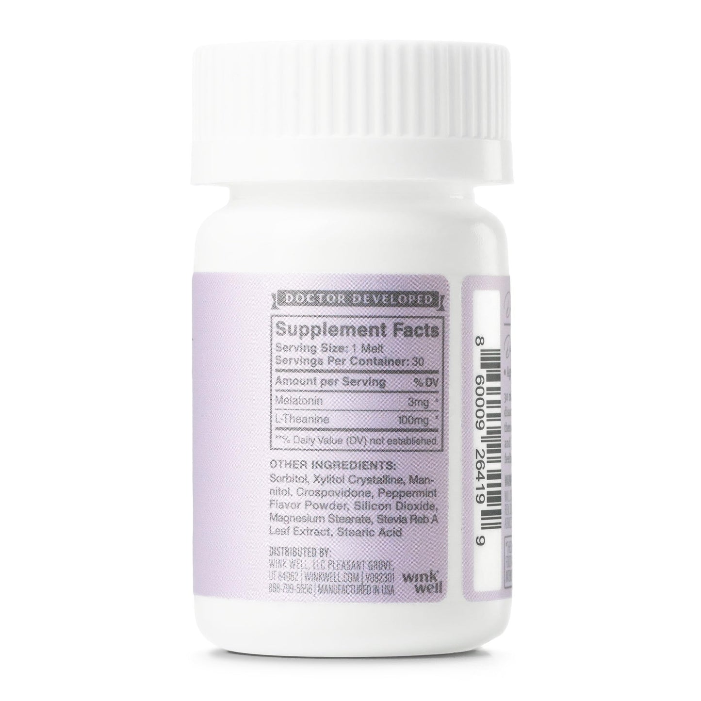 Wink Naturals Wink Well 3 mg Melatonin Sugar Free Sleep Melts 30 Tablets