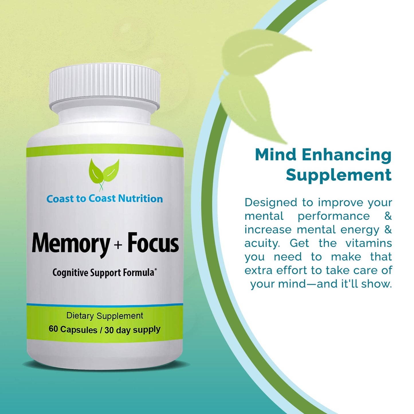 Coast to Coast Nutrition Brain Supplement Capsules 60 Count