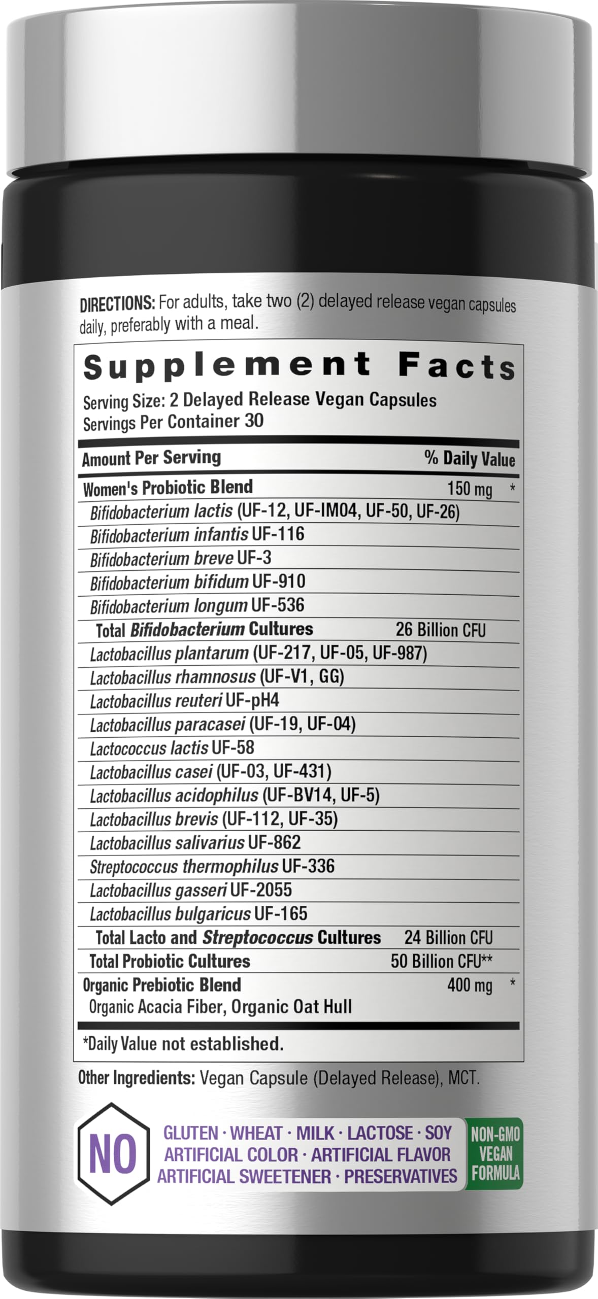 Horbäach Women's Probiotic 50 Billion CFU, 60 Capsules