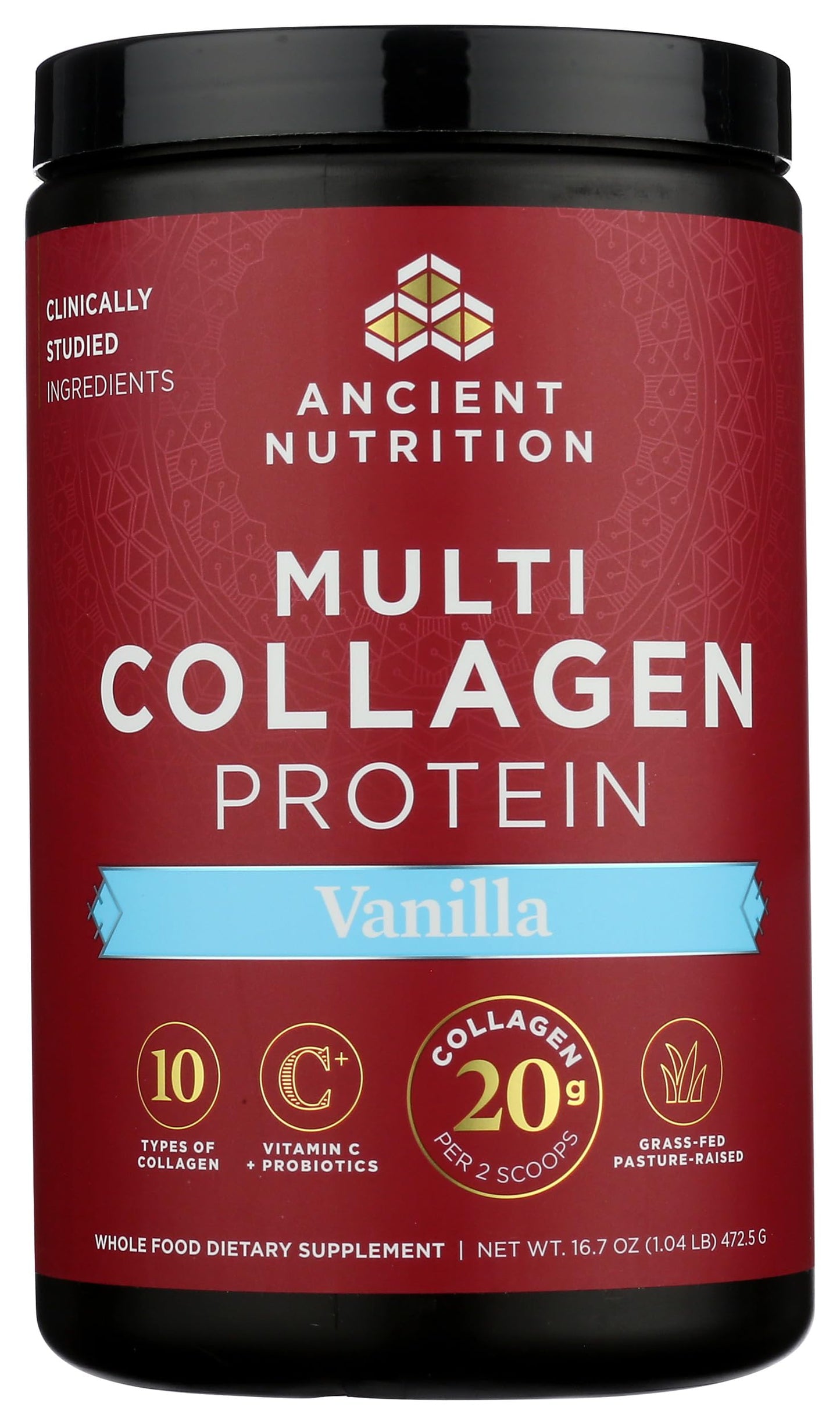 Ancient Nutrition Collagen Peptides Powder, Multi Collagen Protein, Vanilla, 45 Servings
