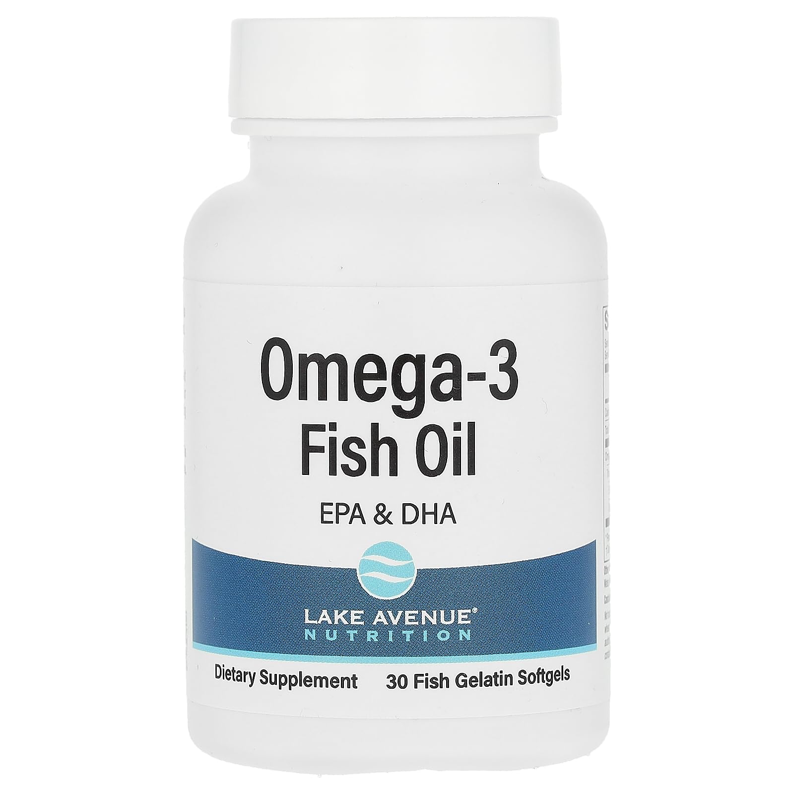 Lake Avenue Omega-3 Fish Oil Softgels, 30 Softgels
