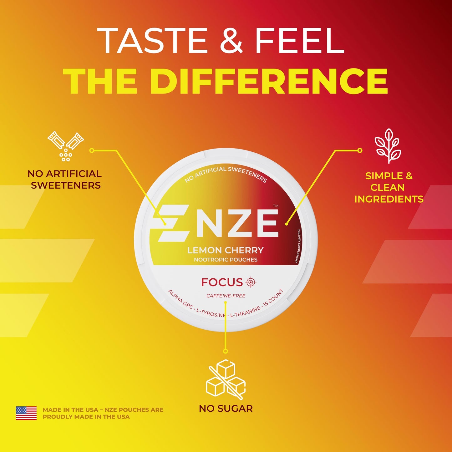 NZE Caffeine Free Nootropic Caplets (Lemon Cherry), 5 Count