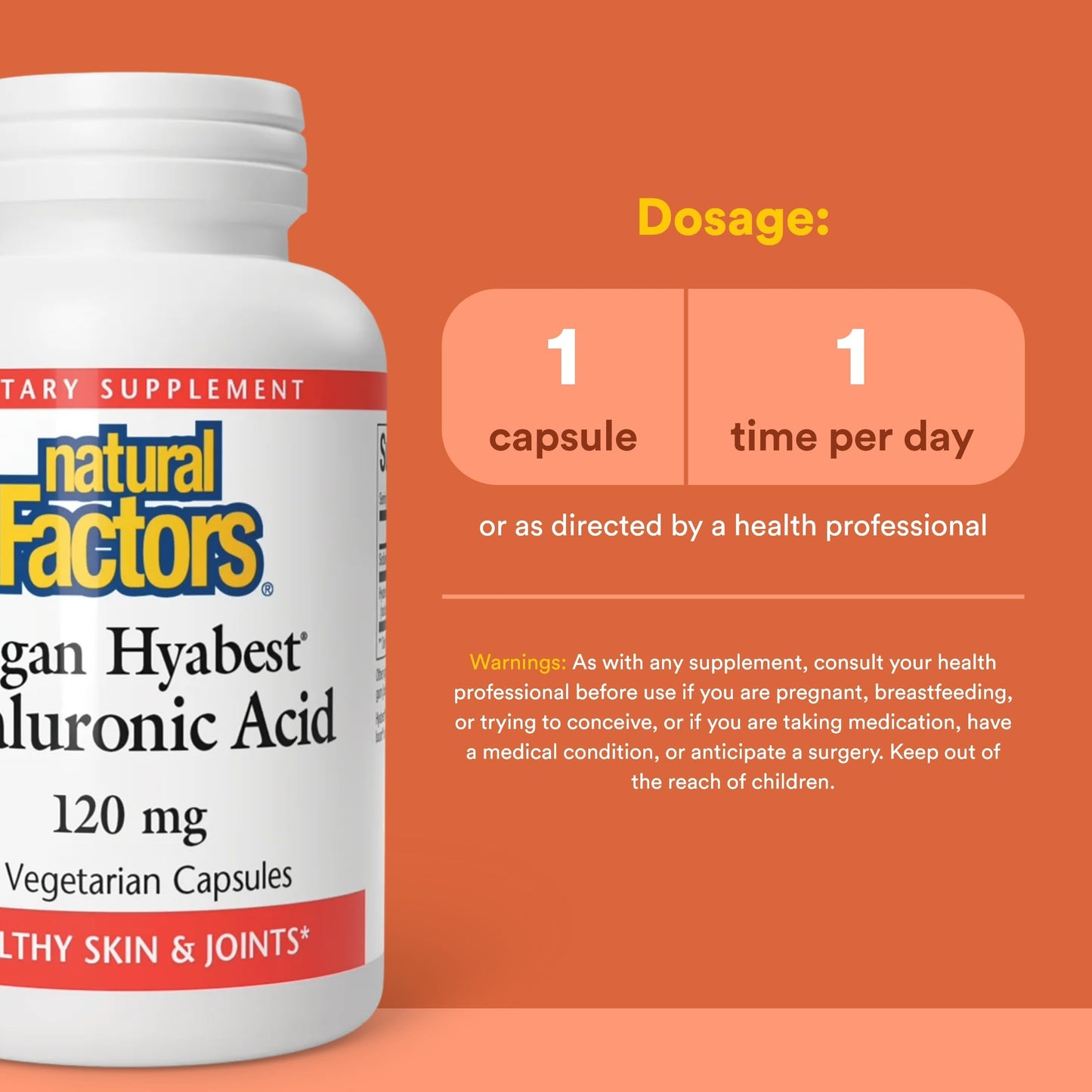 Natural Factors Hyabest Hyaluronic Acid Capsule, 60 Vegetarian Capsules