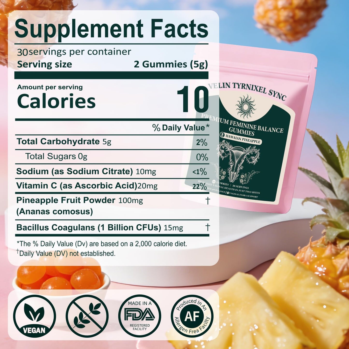 Tyrnixel Probiotic Gummies for Women 60 Count