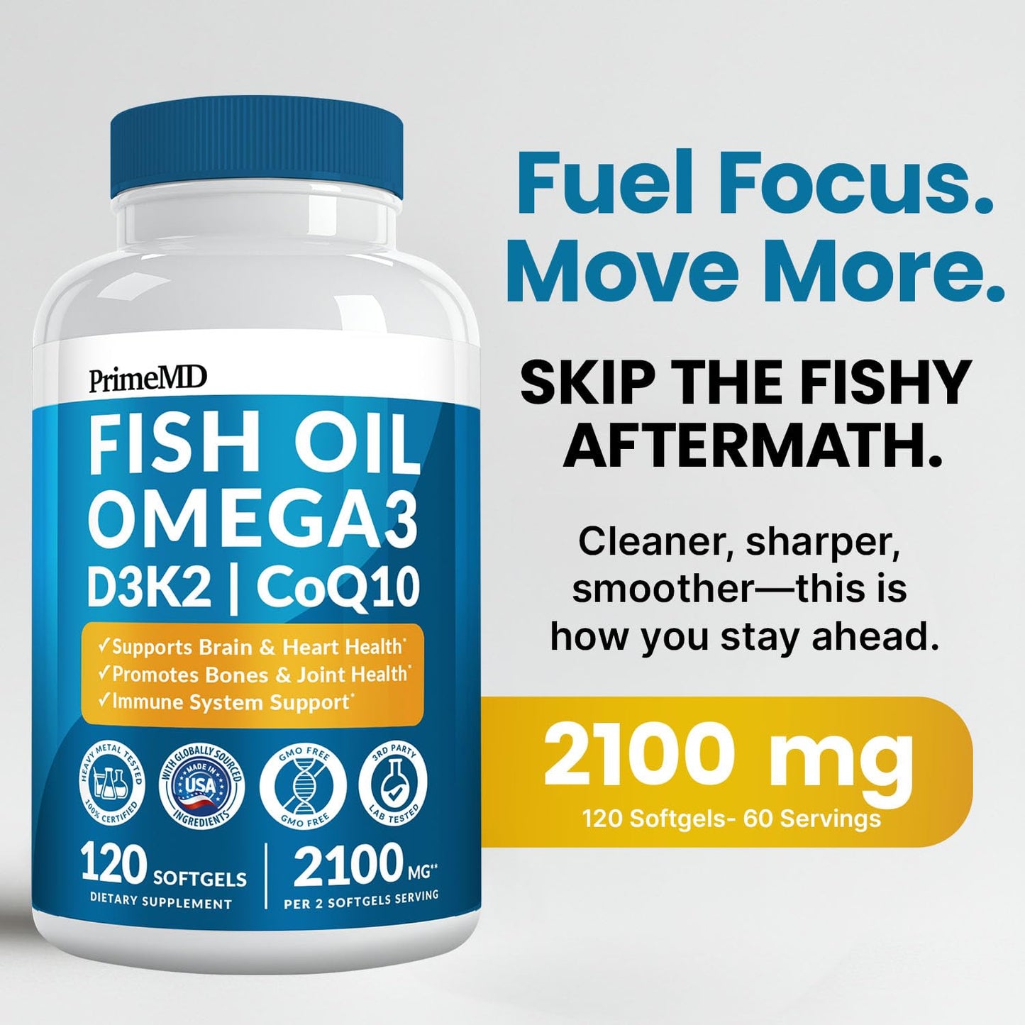 PrimeMD 5-in-1 Fish Oil Omega-3 Fatty Supplements Softgels 360