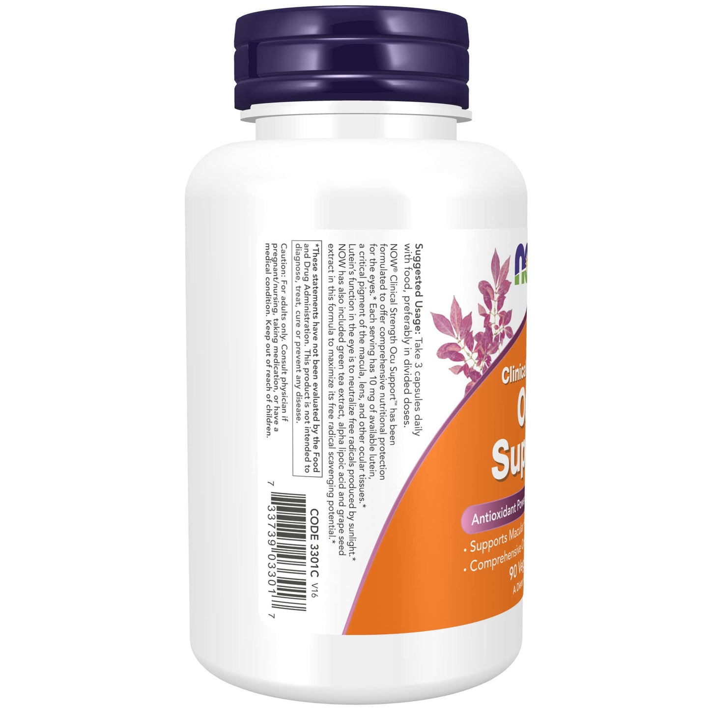 NOW Ocu Support with FloraGLO Lutein, Plus Vitamins A, C and E, 270 Veg Capsules