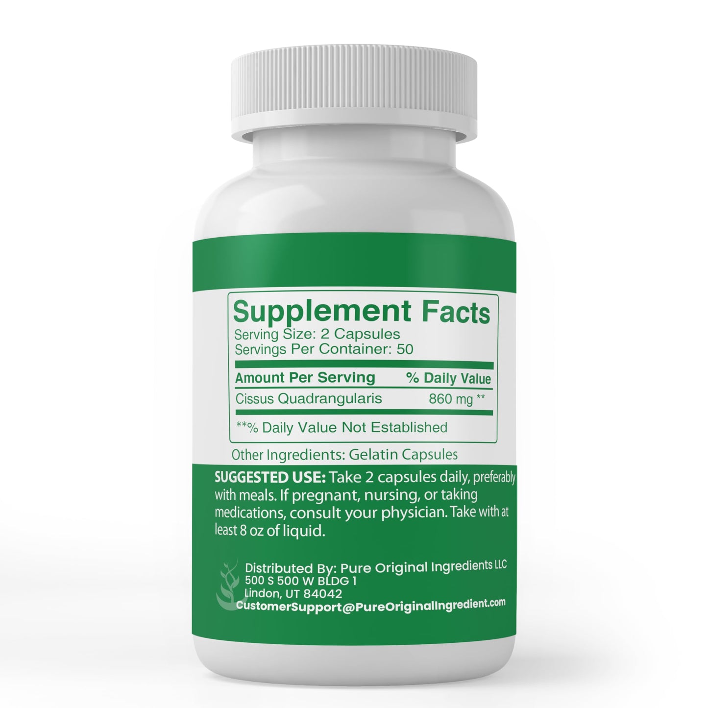 PURE ORIGINAL INGREDIENTS Cissus Quadrangularis Capsules 100