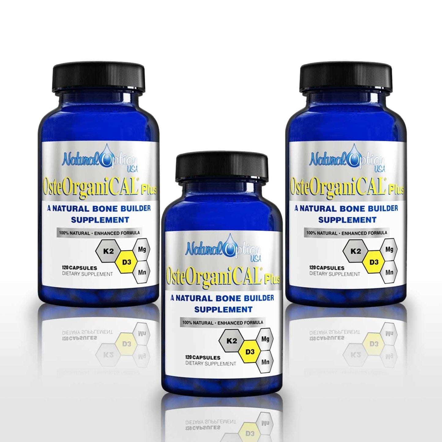Osteorganical Plus Organic Plant-Based Calcium Supplement with Vitamin D3, K2, Magnesium Glycinate and Manganese Capsules 360