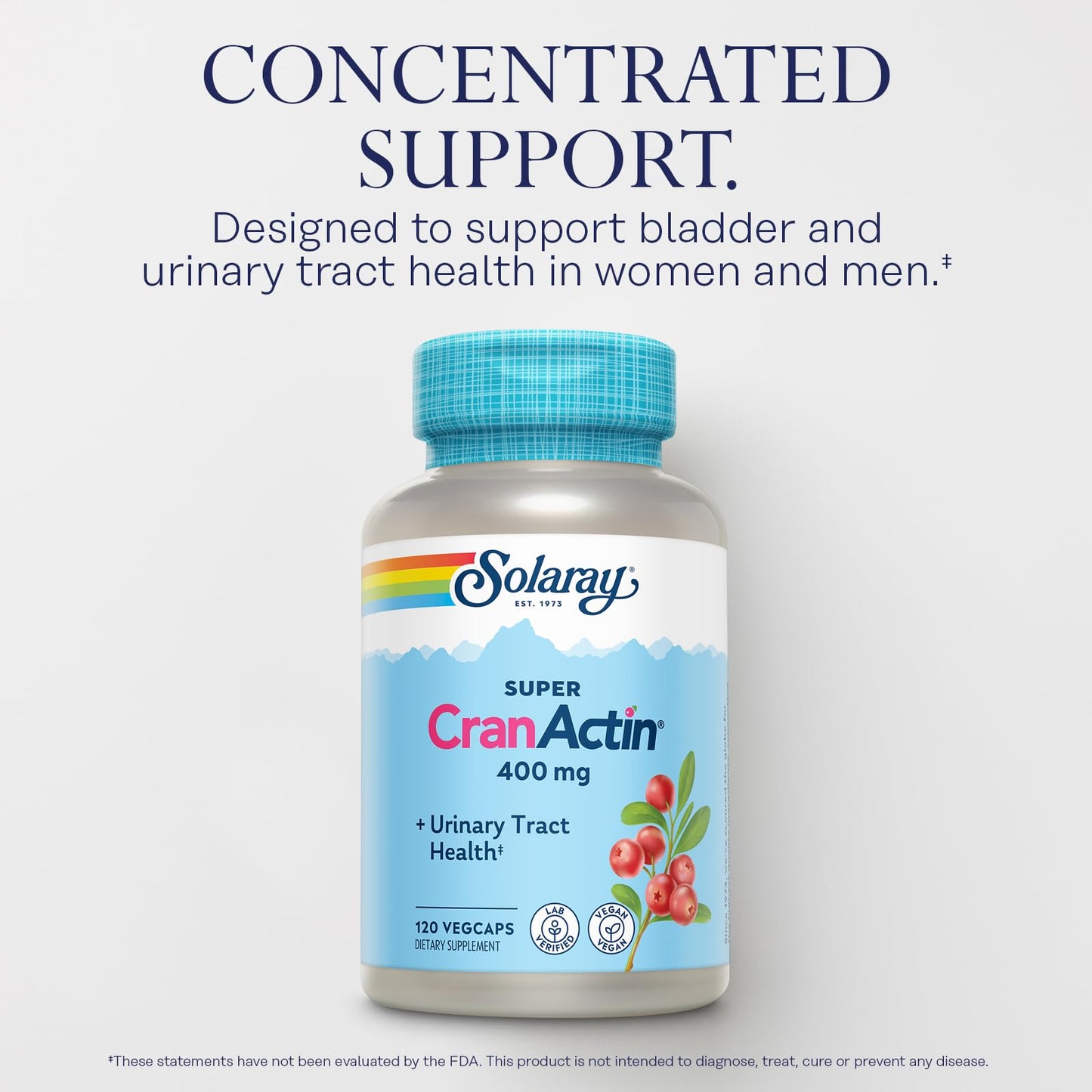 SOLARAY Super CranActin Cranberry Extract 400mg Capsules, 120 Count