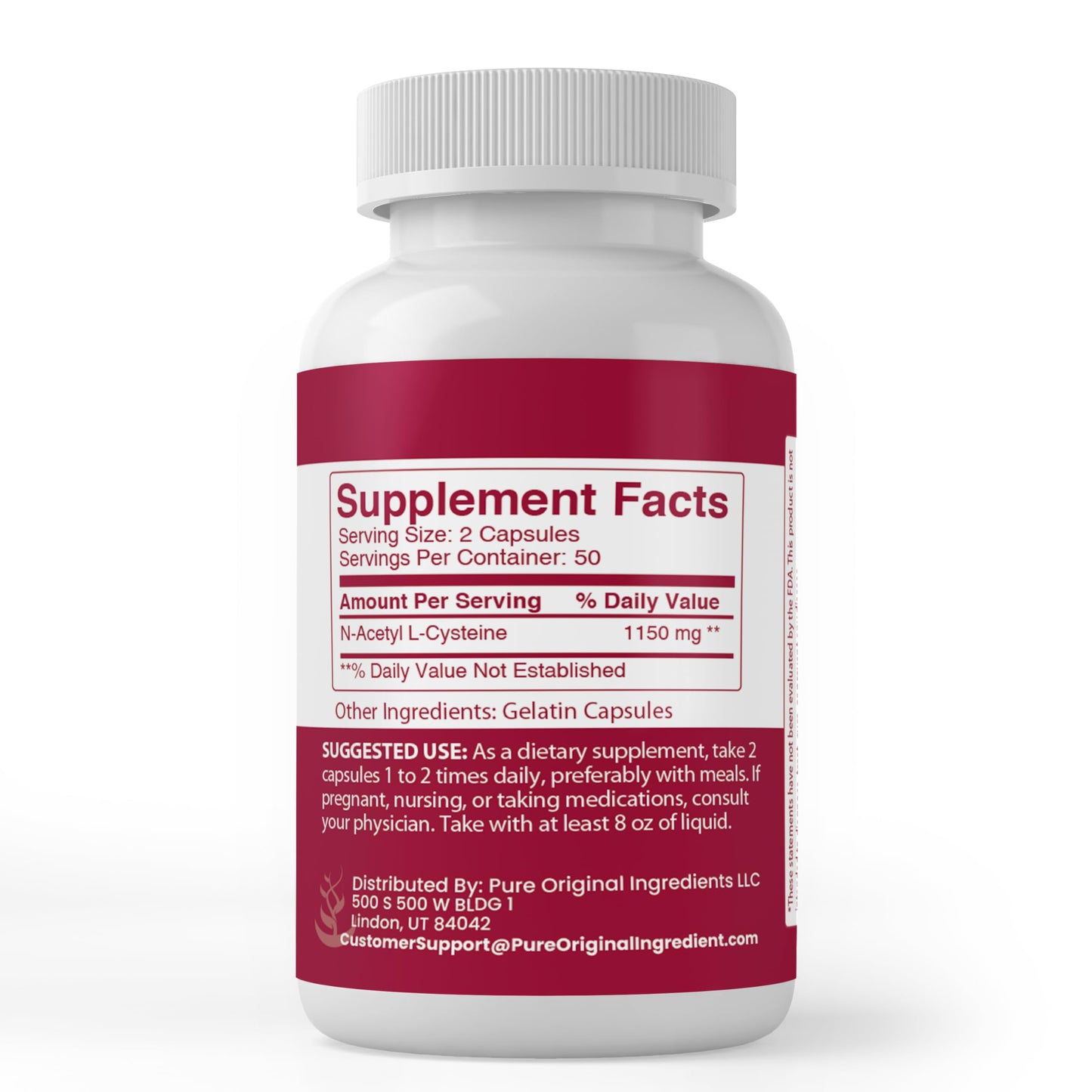 PURE ORIGINAL INGREDIENTS N-Acetyl L-Cysteine NAC Capsule, 100 Count