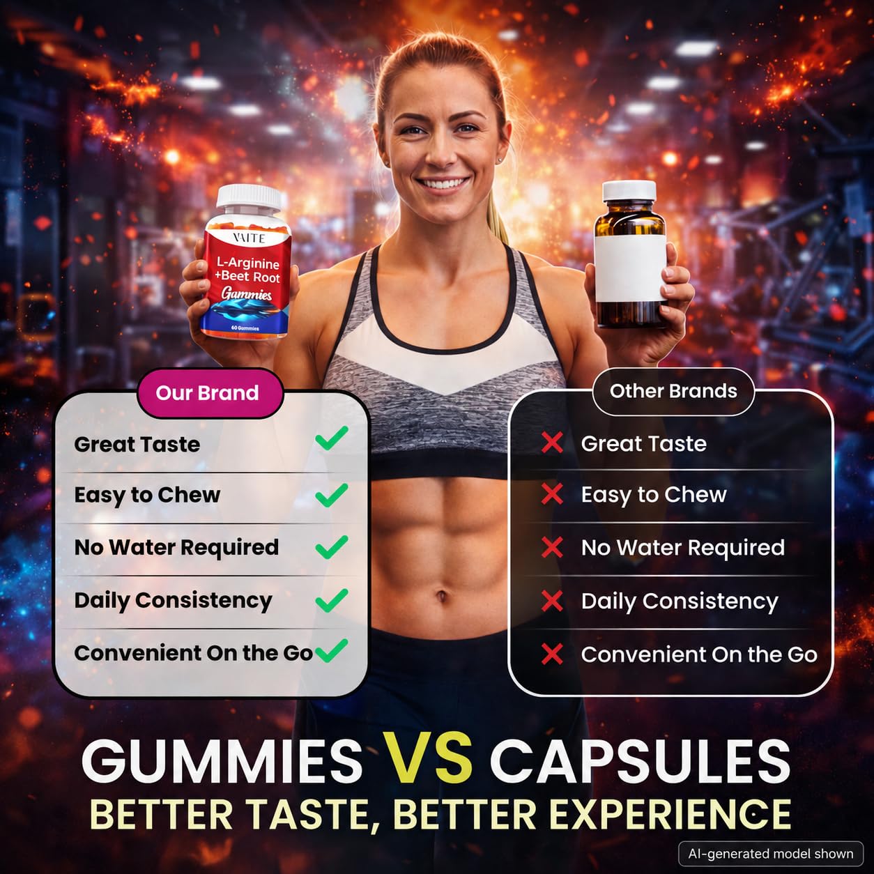 VAITE L-Arginine Supplement Beet Root Gummies Gummy 60 Count