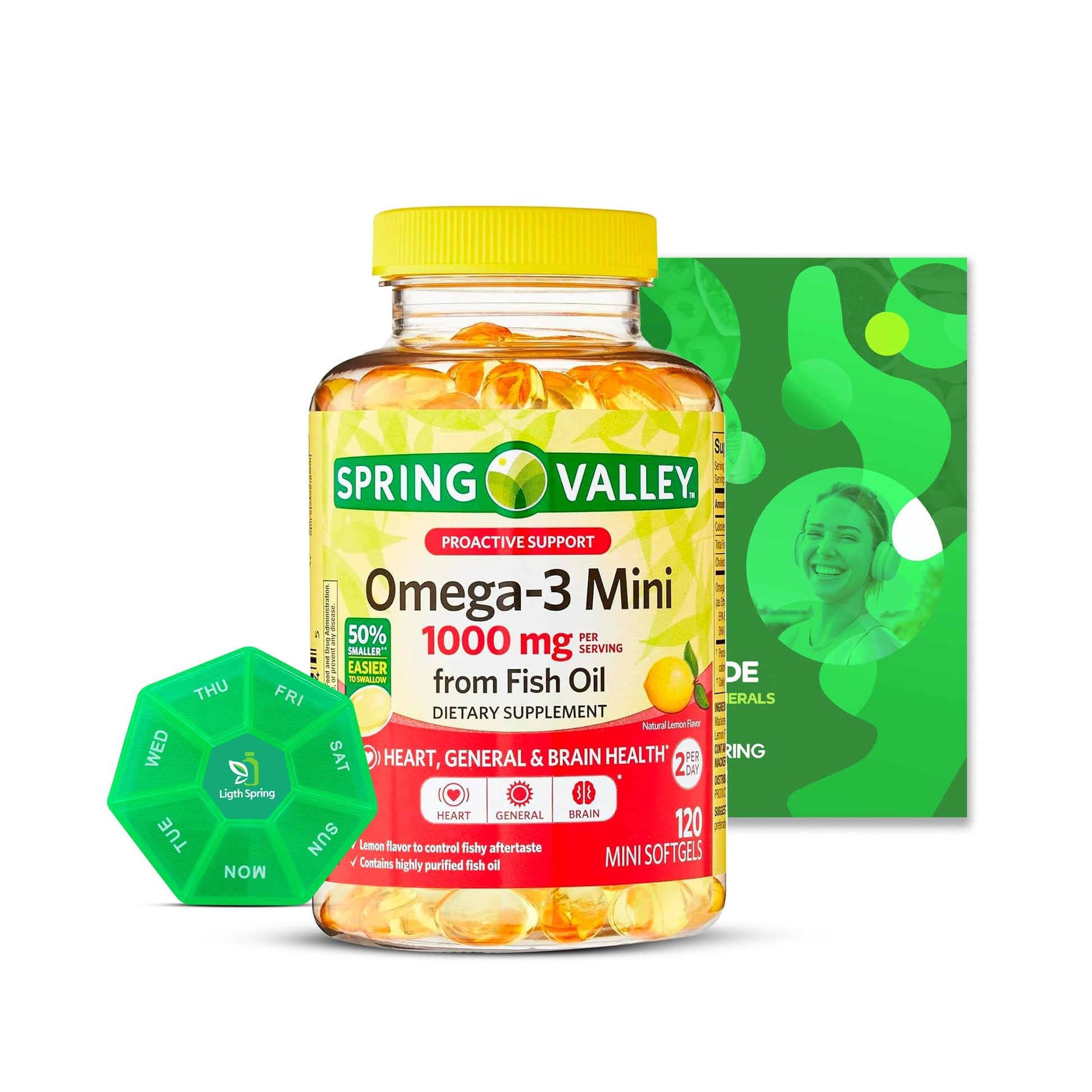 LightSpring Omega-3 Mini Fish Oil Softgels, 1000 mg, 120 Count