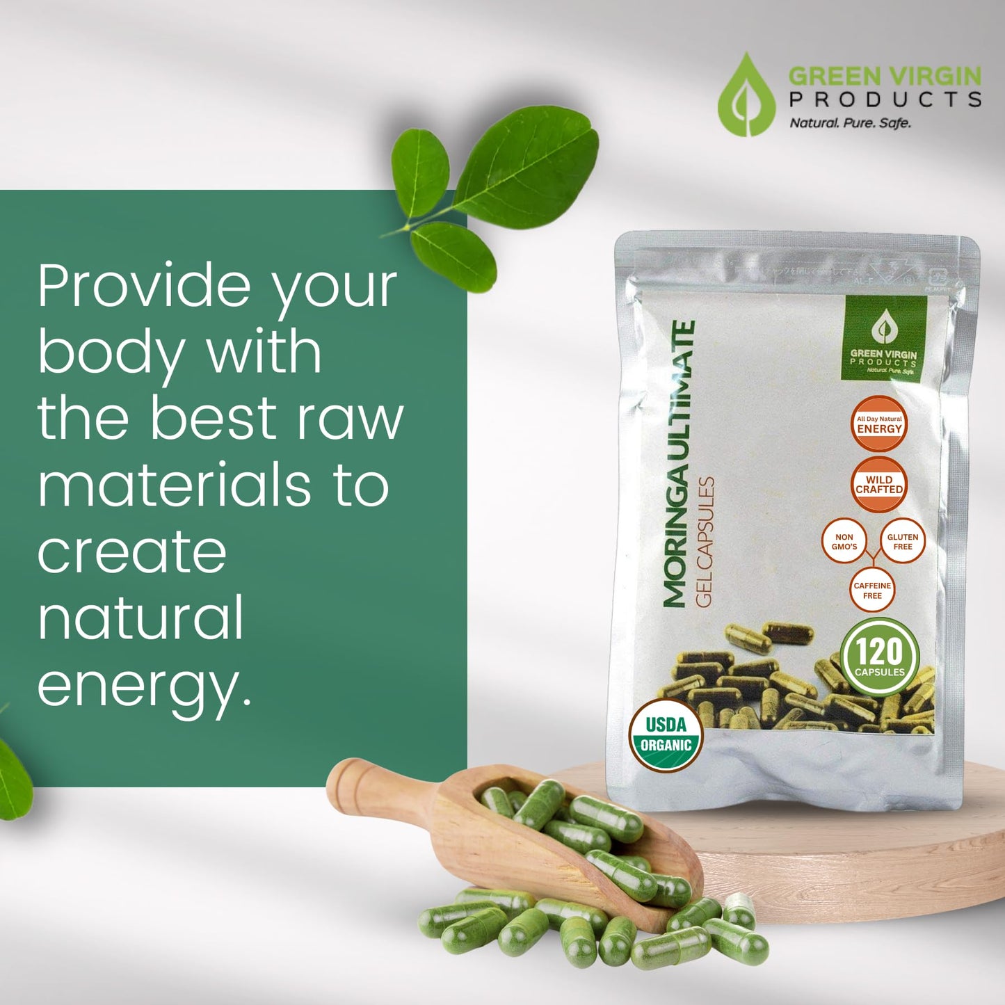 Green Virgin Products Moringa Leaf Powder 120 Count