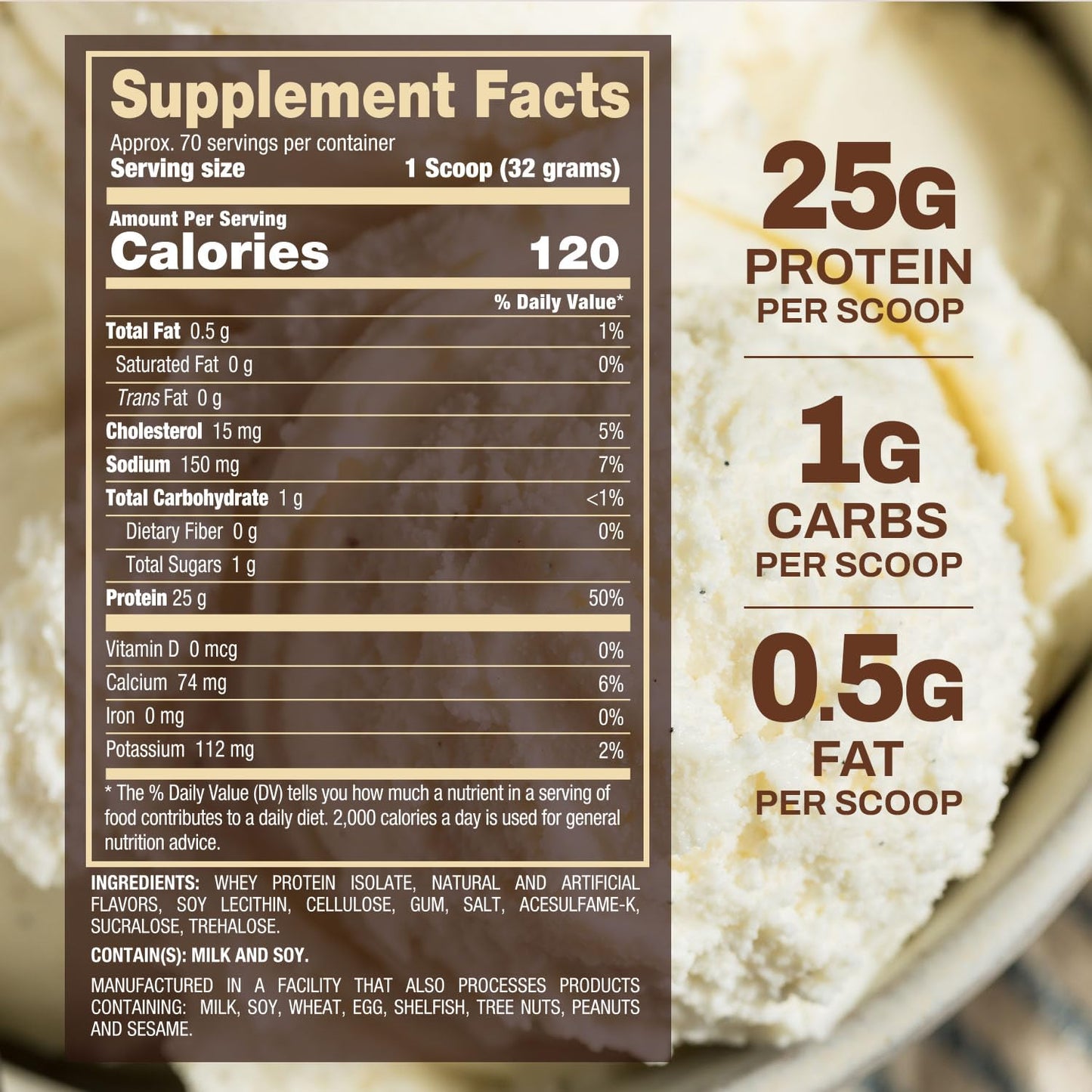 BPI Sports ISO HD Whey Isolate Protein Powder, Vanilla Ice Cream, 23 Servings