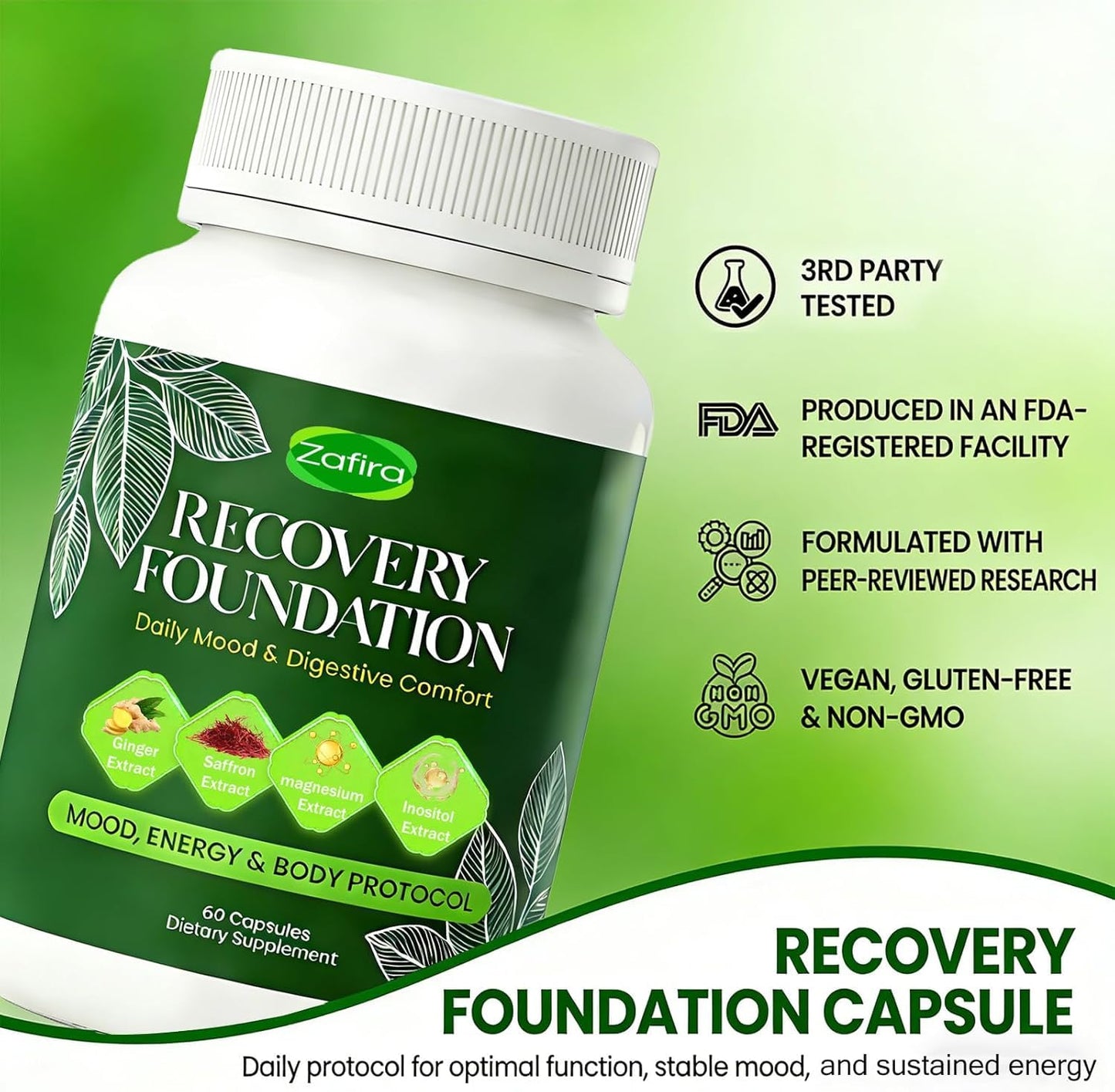 Glowrizon Zafira Recovery Foundation Capsules, 60 Count