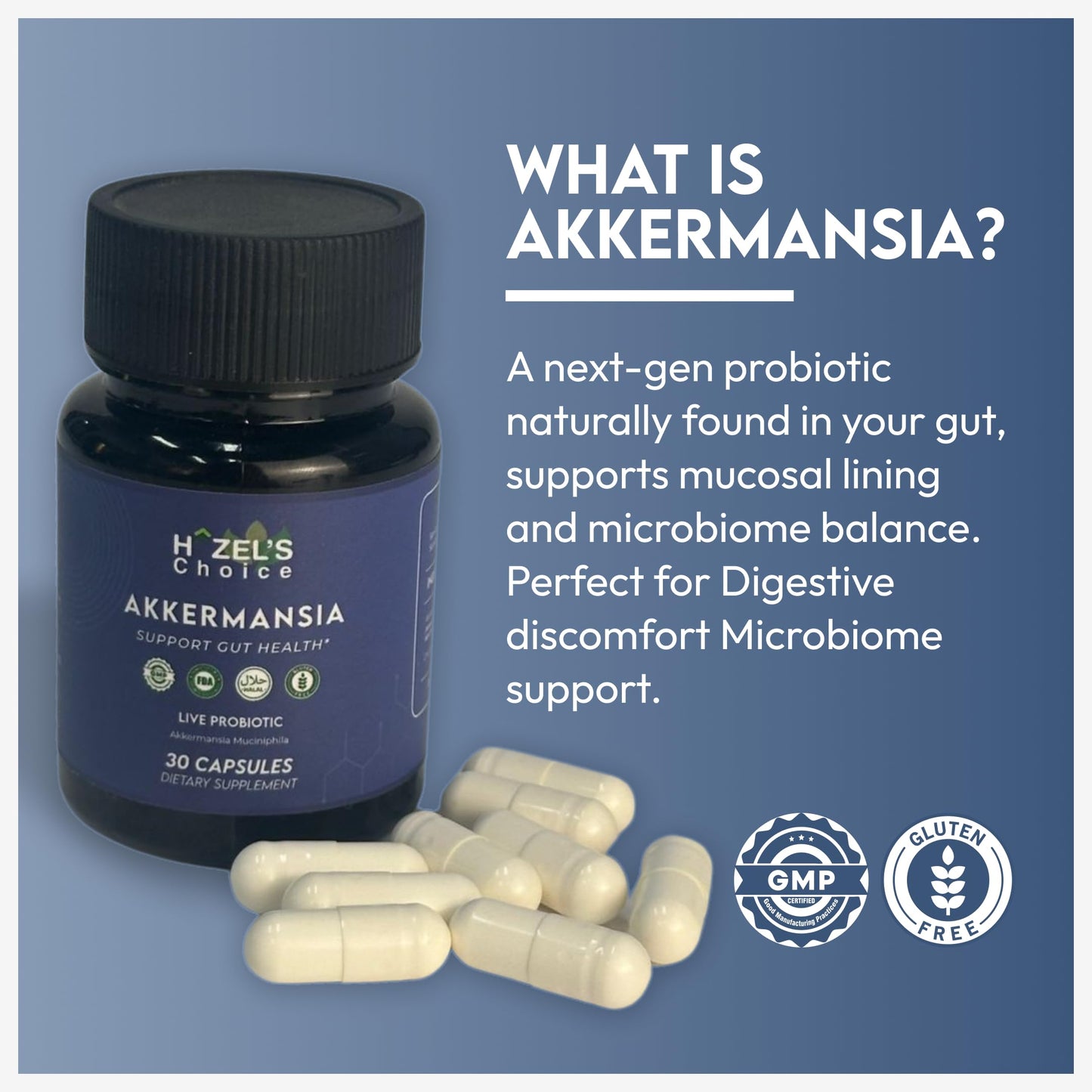 HAZEL'S Choice Akkermansia Probiotic Capsule, 30 Count