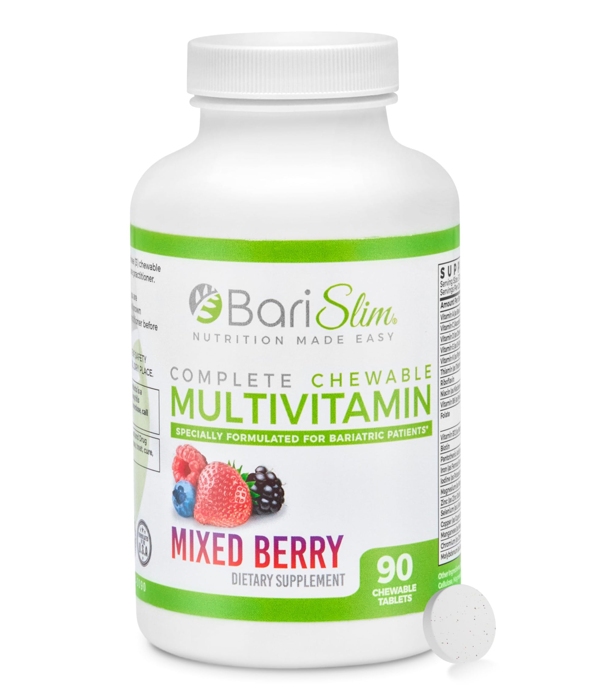 BariSlim Complete Chewable Bariatric Multivitamin Tablets, 90 Tablets