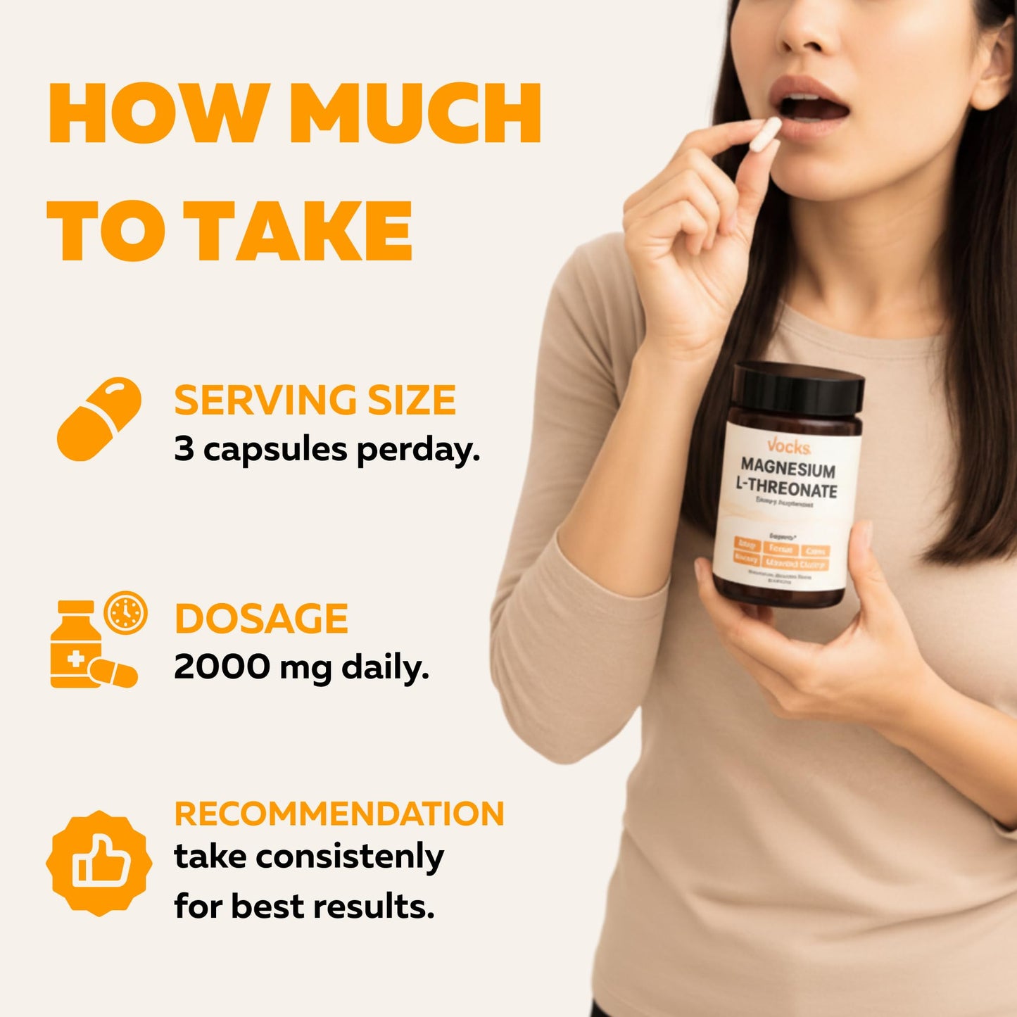 Vocks Magnesium L-Threonate 2000 mg Capsule 90 Count