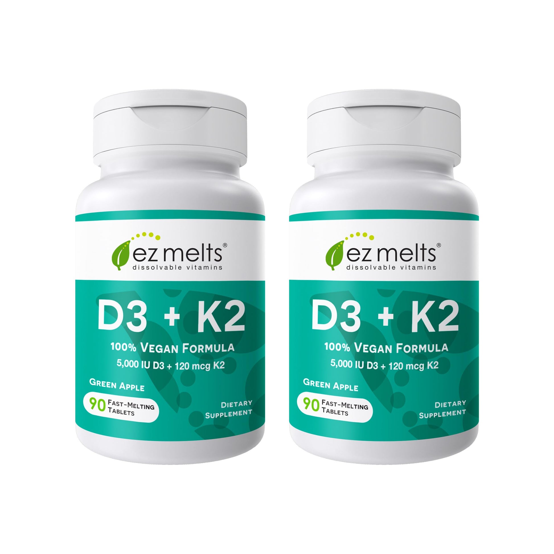 EZ Melts Dissolvable Vegan Vitamin D3 + K2 5000 IU, 180 Tablets