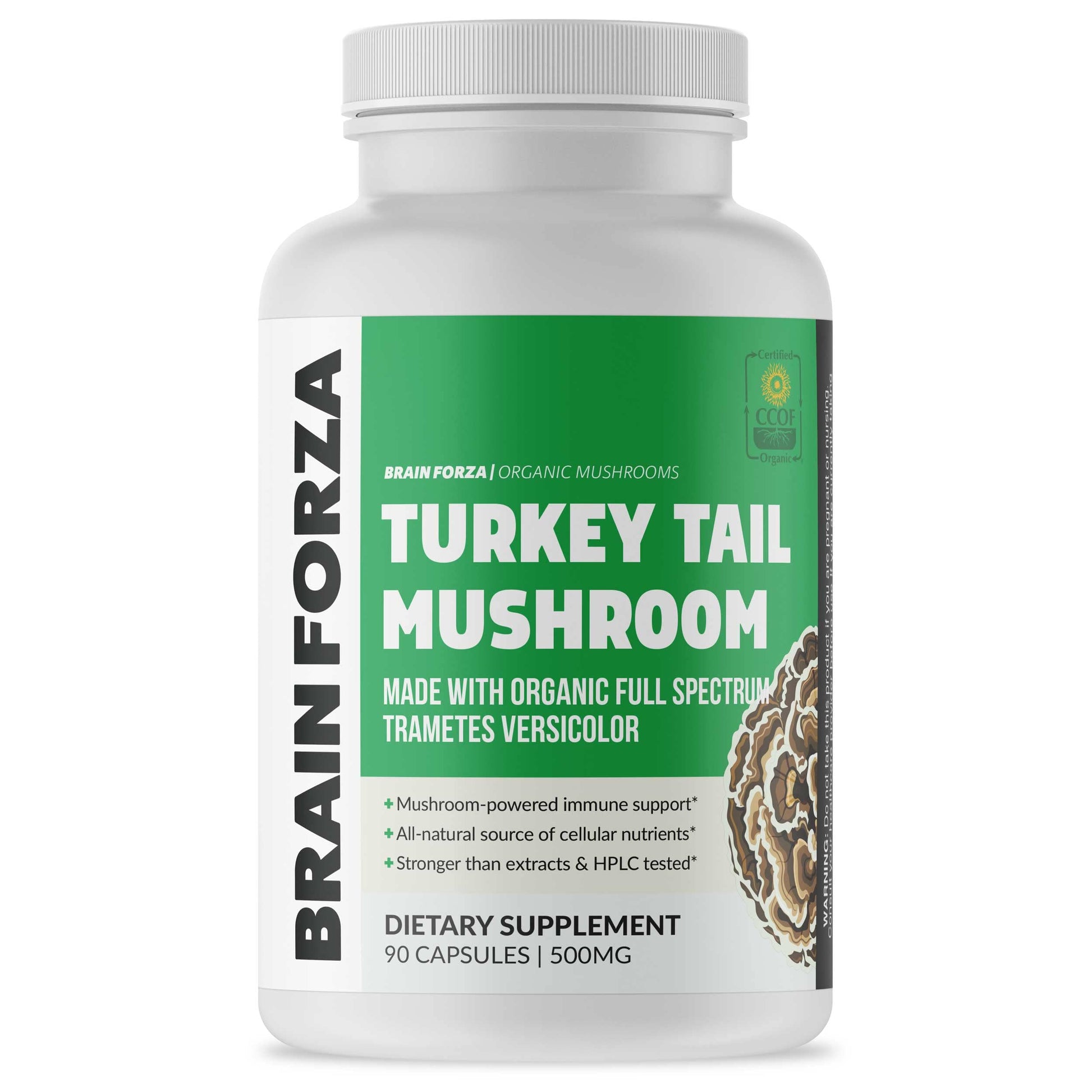 Brain Forza Organic Turkey Tail Mushroom Capsules, 90 Capsules
