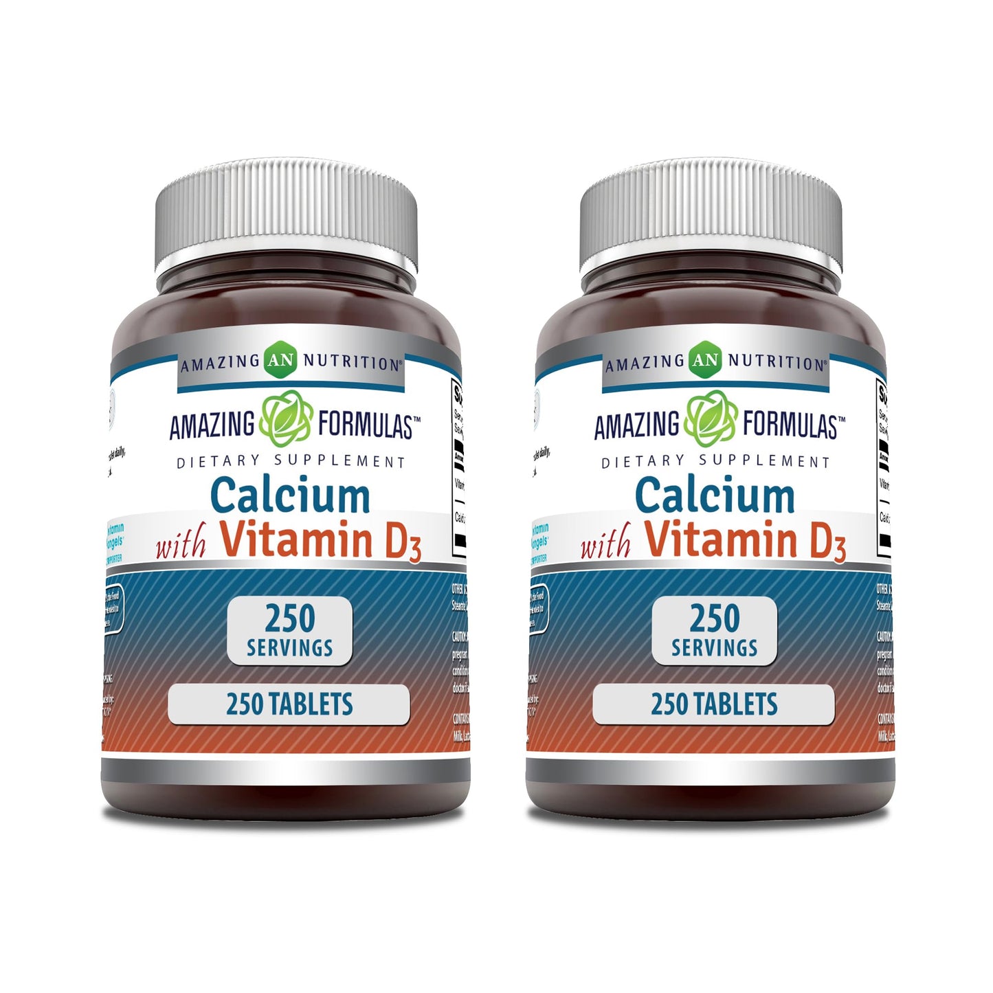 Amazing Nutrition Calcium with Vitamin D3 Supplement Tablets 500 Count
