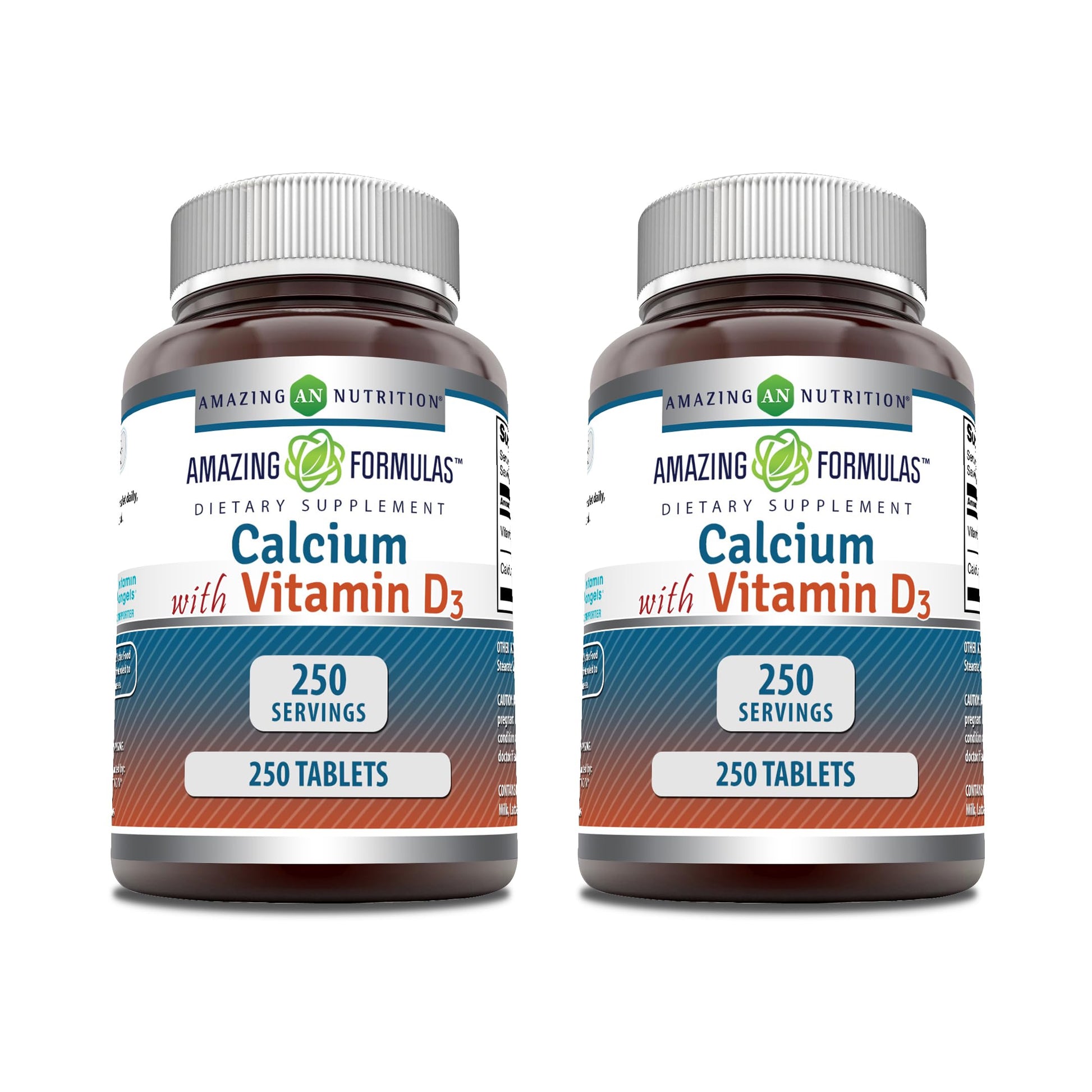 Amazing Nutrition Calcium with Vitamin D3 Supplement Tablets 500 Count