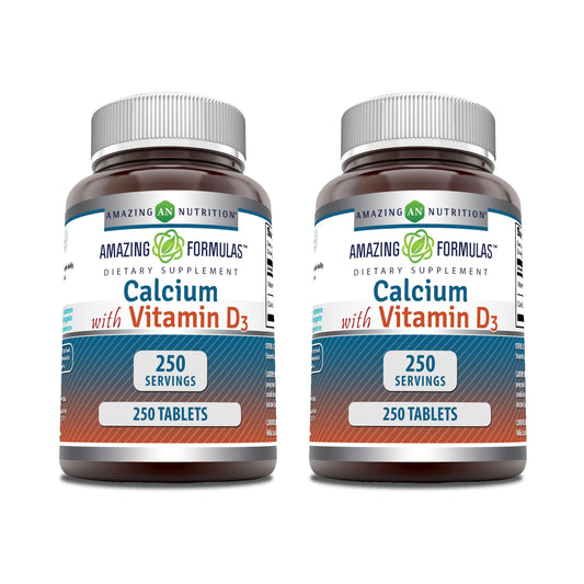Amazing Nutrition Calcium with Vitamin D3 Supplement Tablet, 250 Count