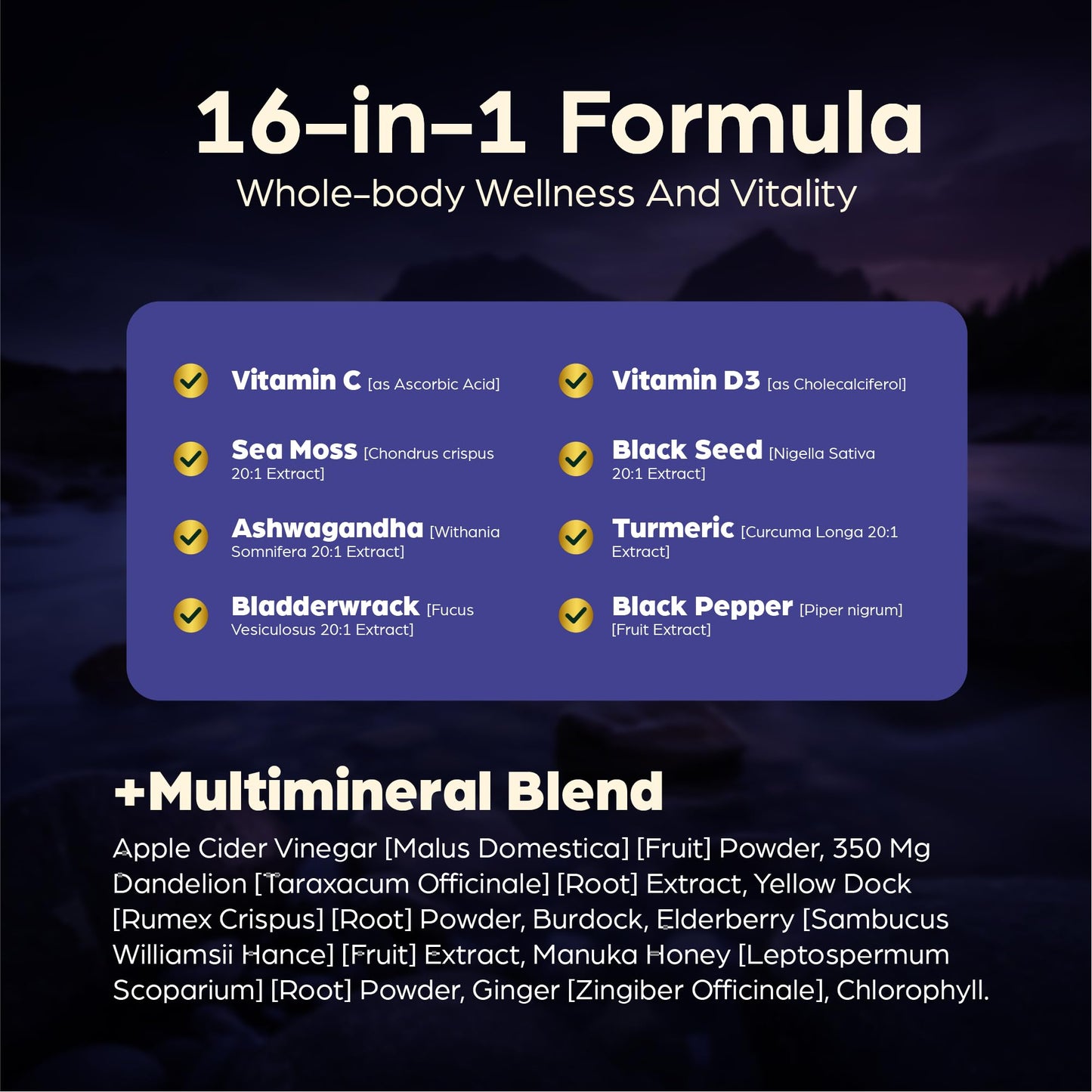 Anuva 16-in-1 Sea Moss Capsules, 60 Capsules