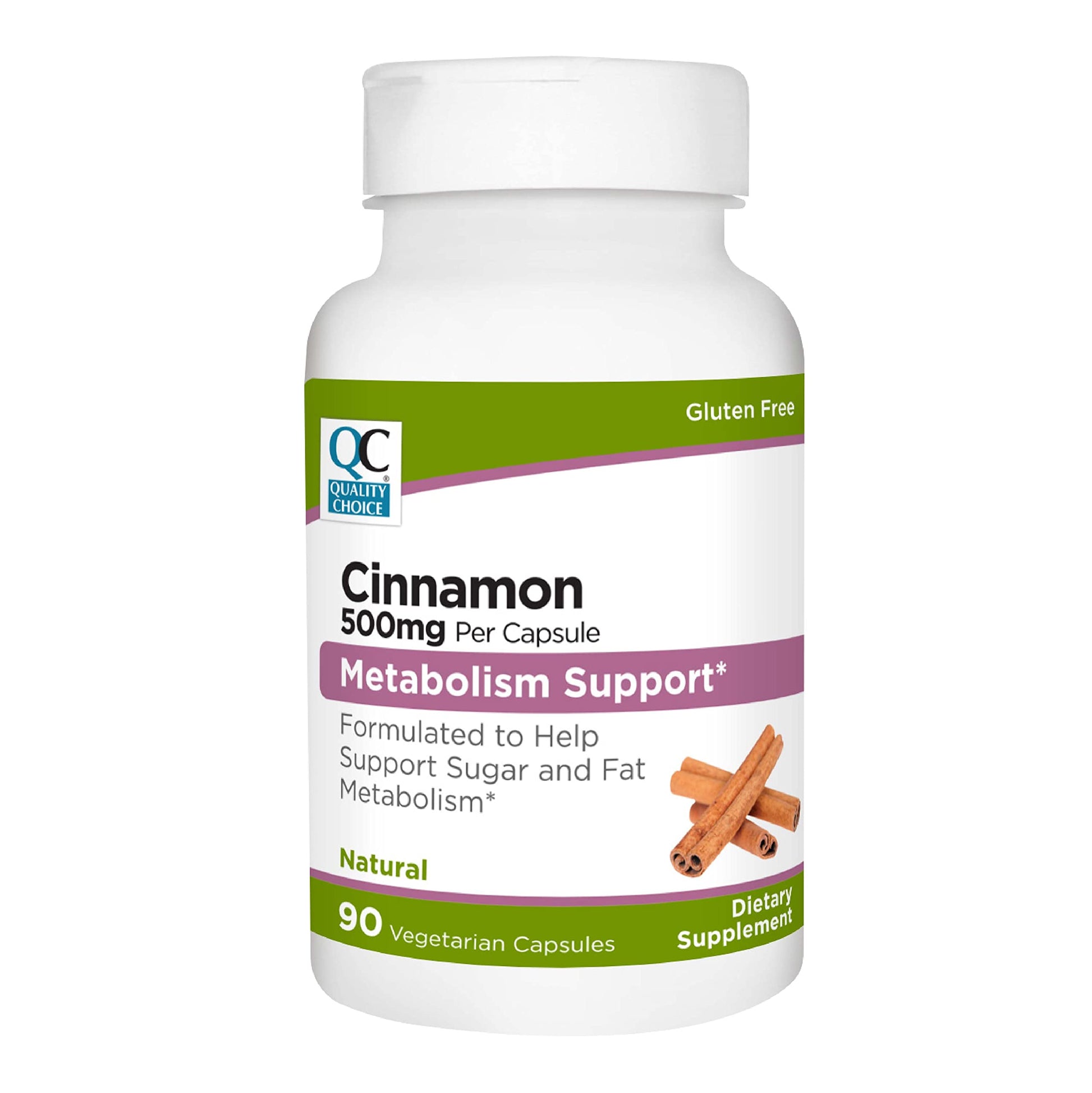 Quality Choice Cinnamon 500 mg Vegetarian Vitamin Supplement Capsule 90 Count