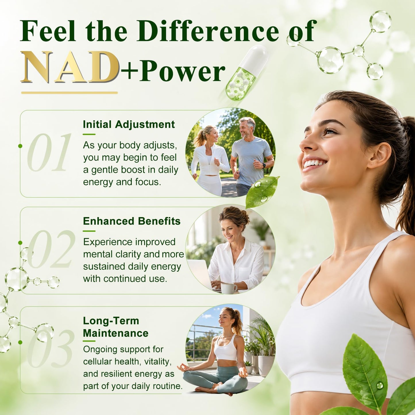 Cynthirry NAD+ Supplement with Resveratrol Capsules 120 Count