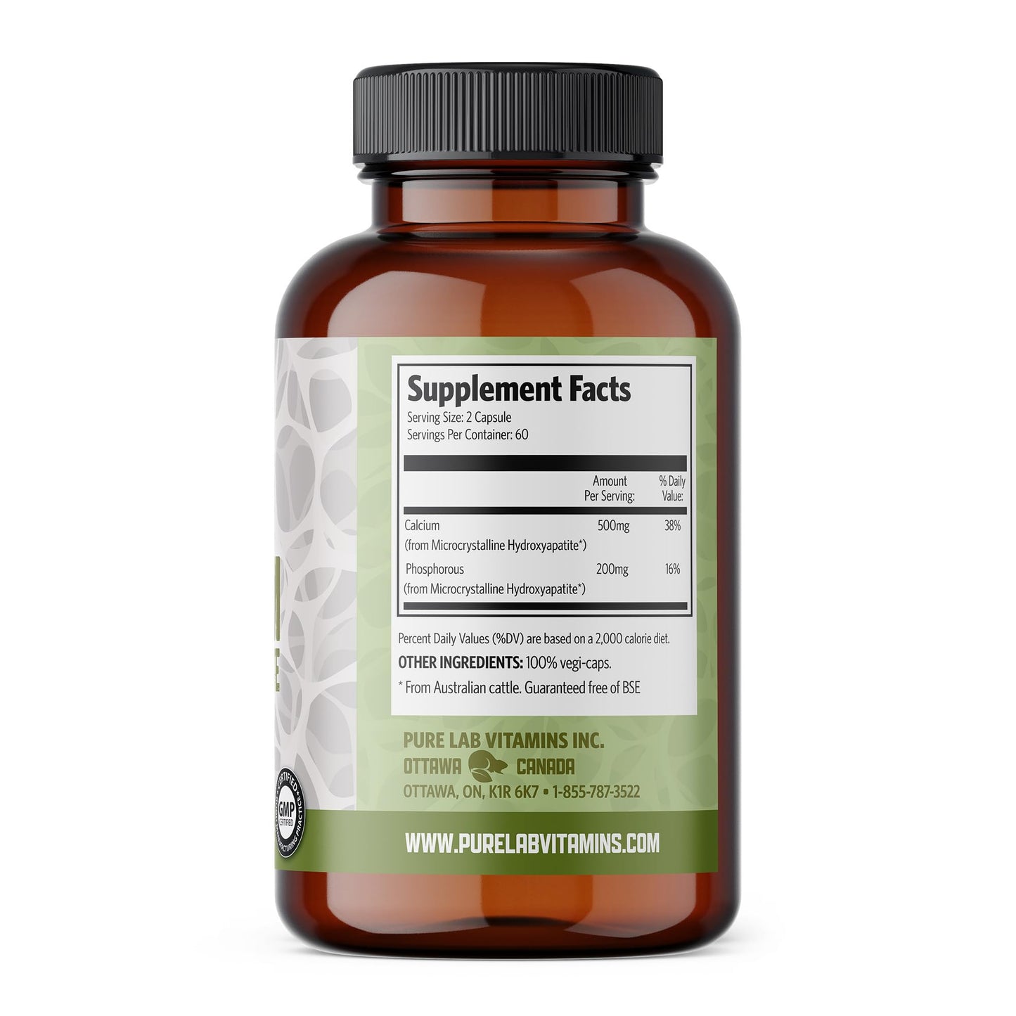 Pure Lab Vitamins Calcium Hydroxyapatite Capsule 120 Count