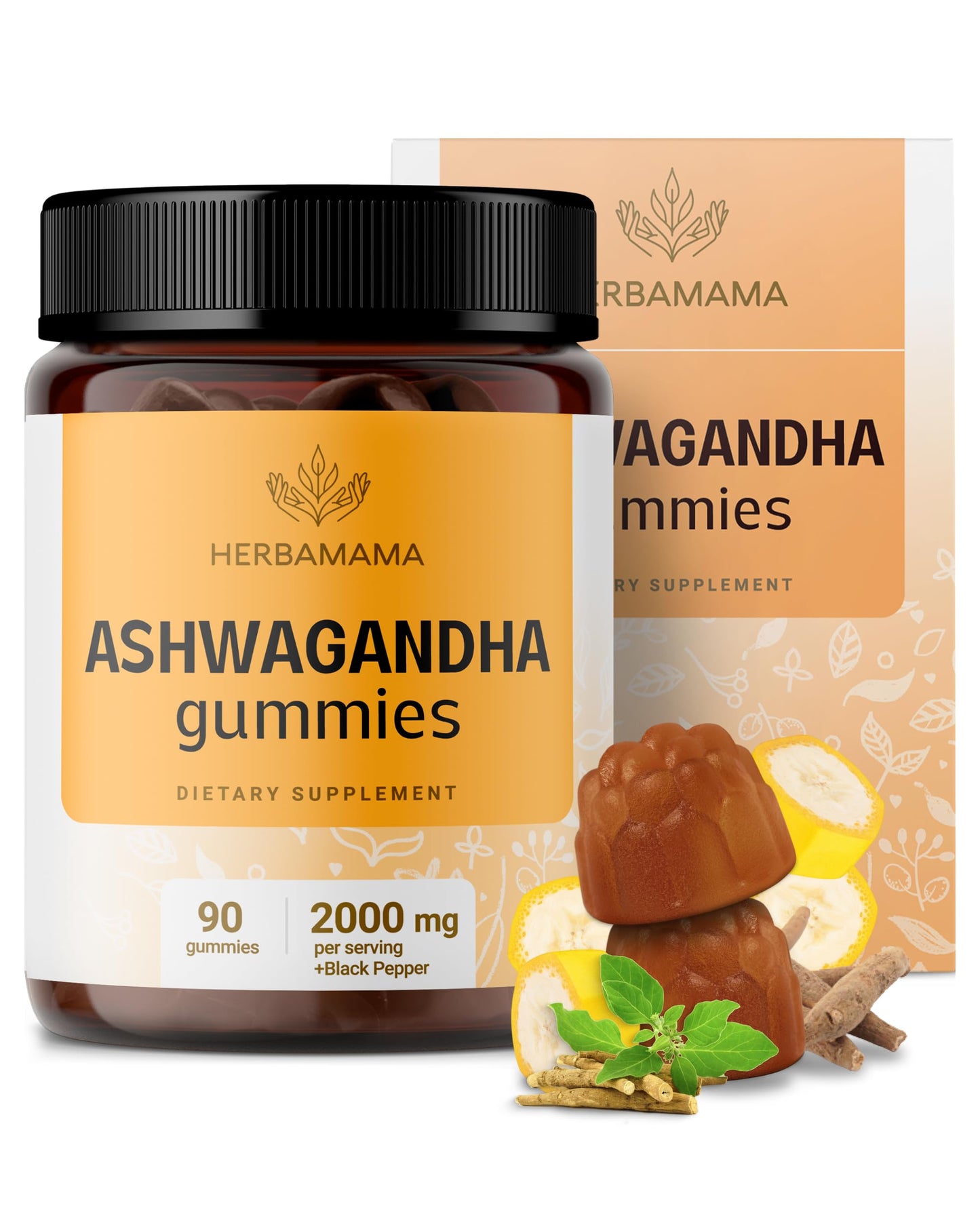 HERBAMAMA Ashwagandha Gummies 90 Count