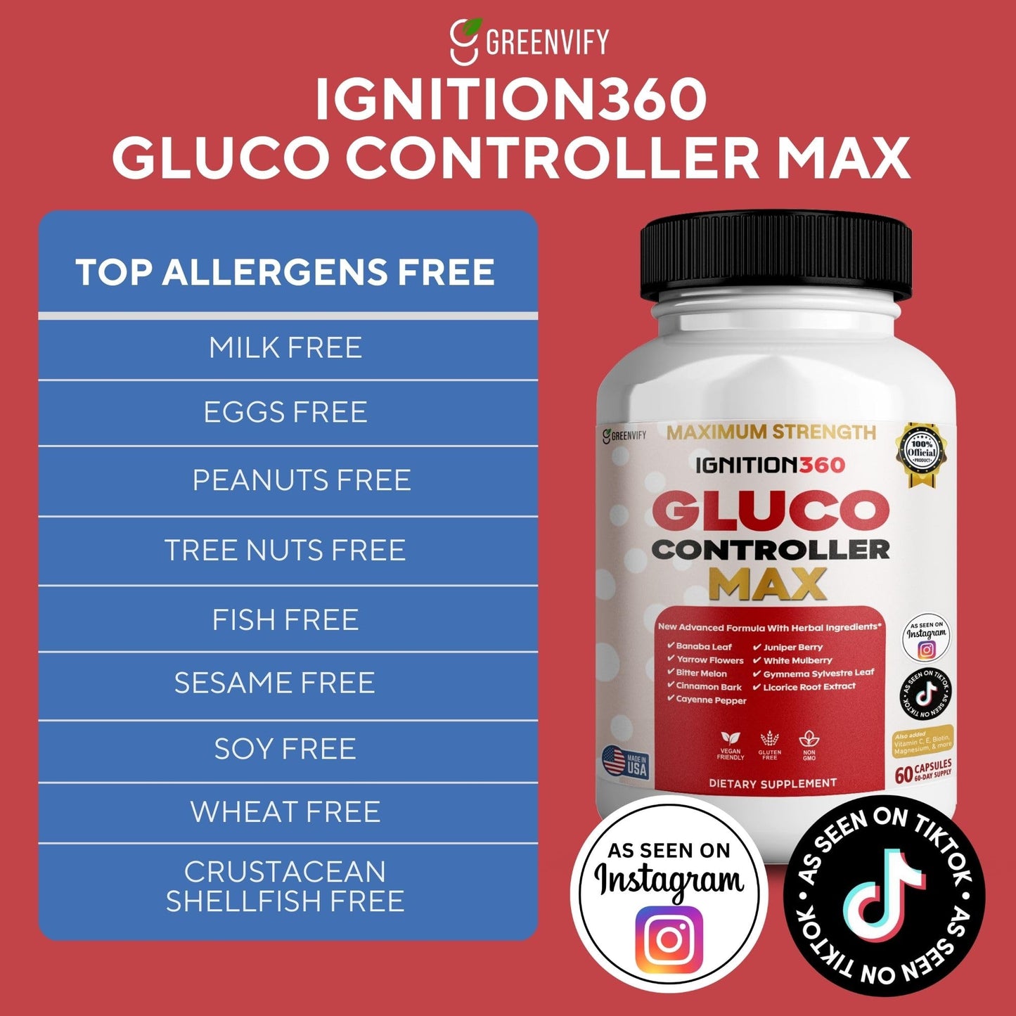 GREENVIFY Ignition360 Gluco Controller Max 60 Capsules