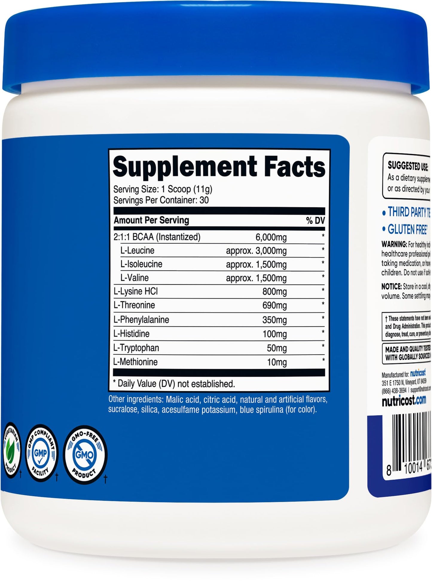 Nutricost EAA Powder 30 Servings Blue Raspberry, 11.6 oz