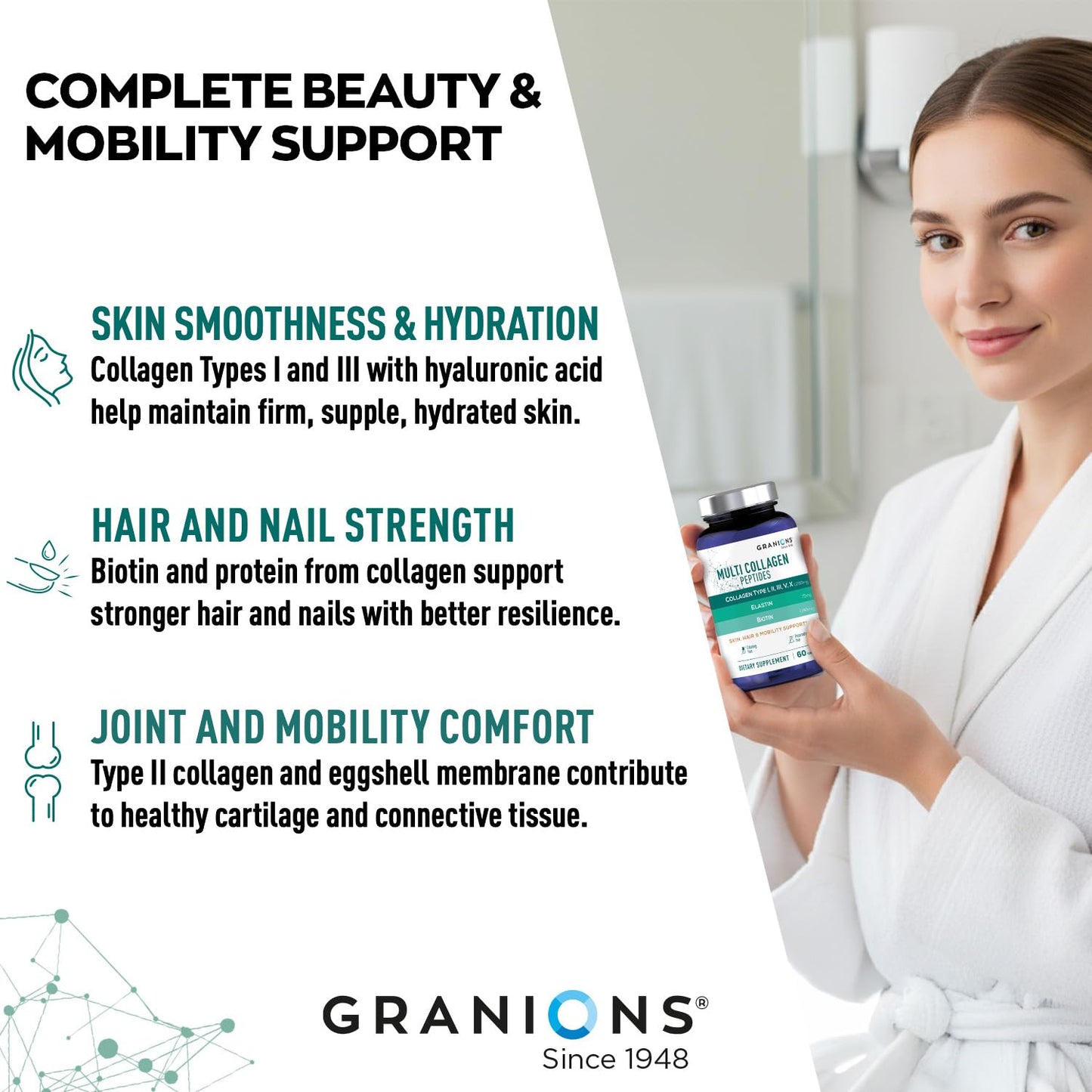 Granions Hydrolyzed Multi Collagen Peptides Tablet, 60 Tablets
