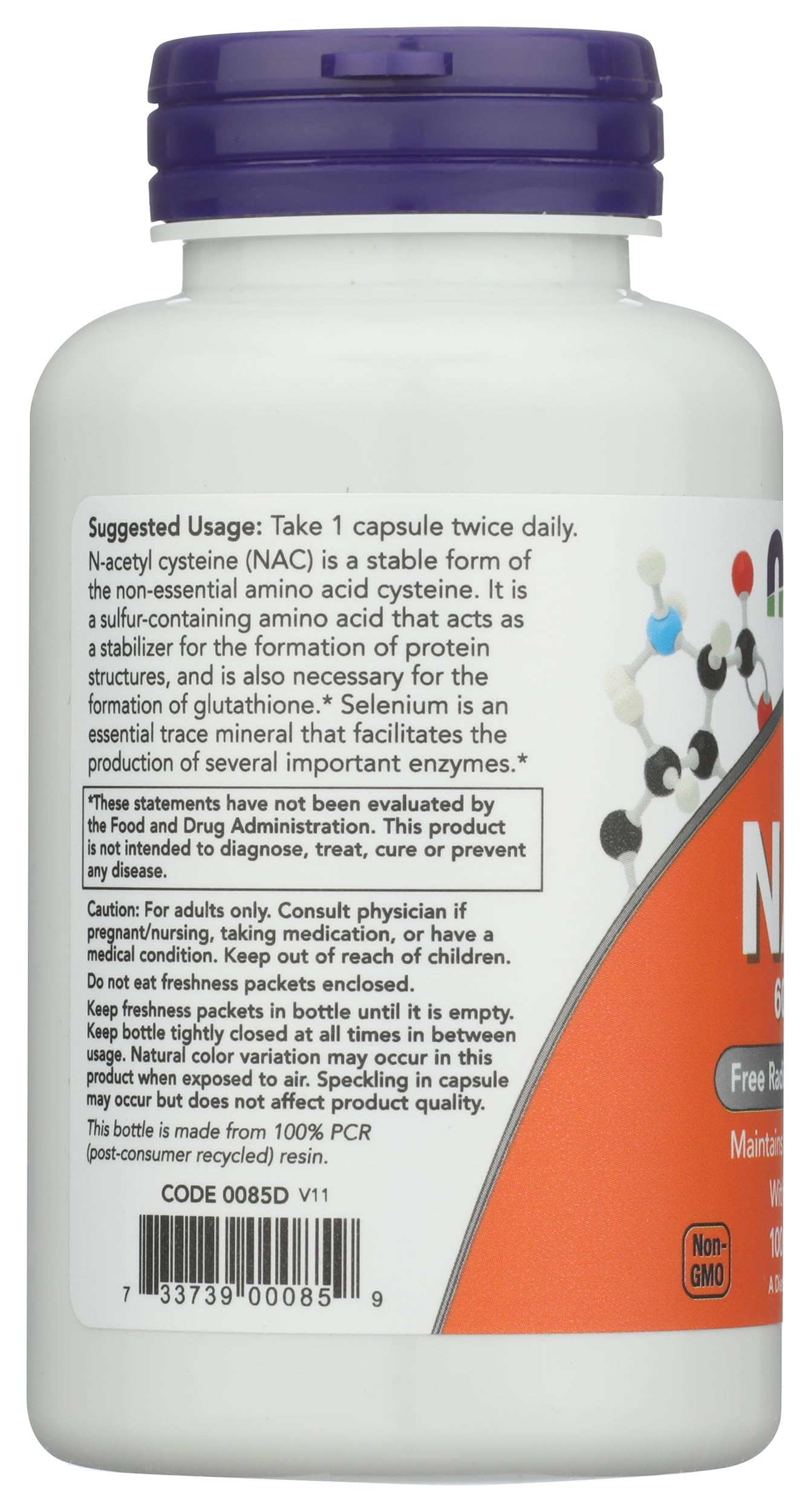 NOW Foods Nacacetyl Cysteine 600mg Capsules, 100 Capsules