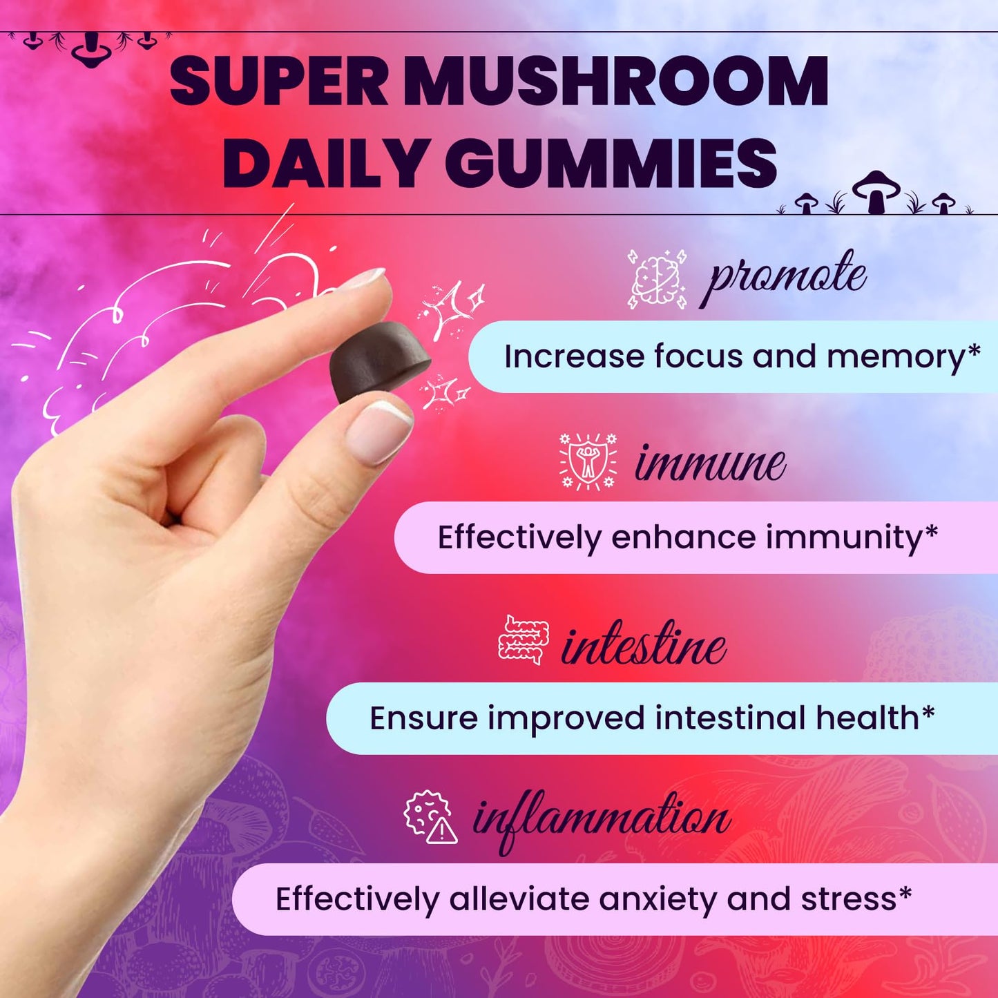 NUTSE Mushroom Gummies Gummy, 60 Count
