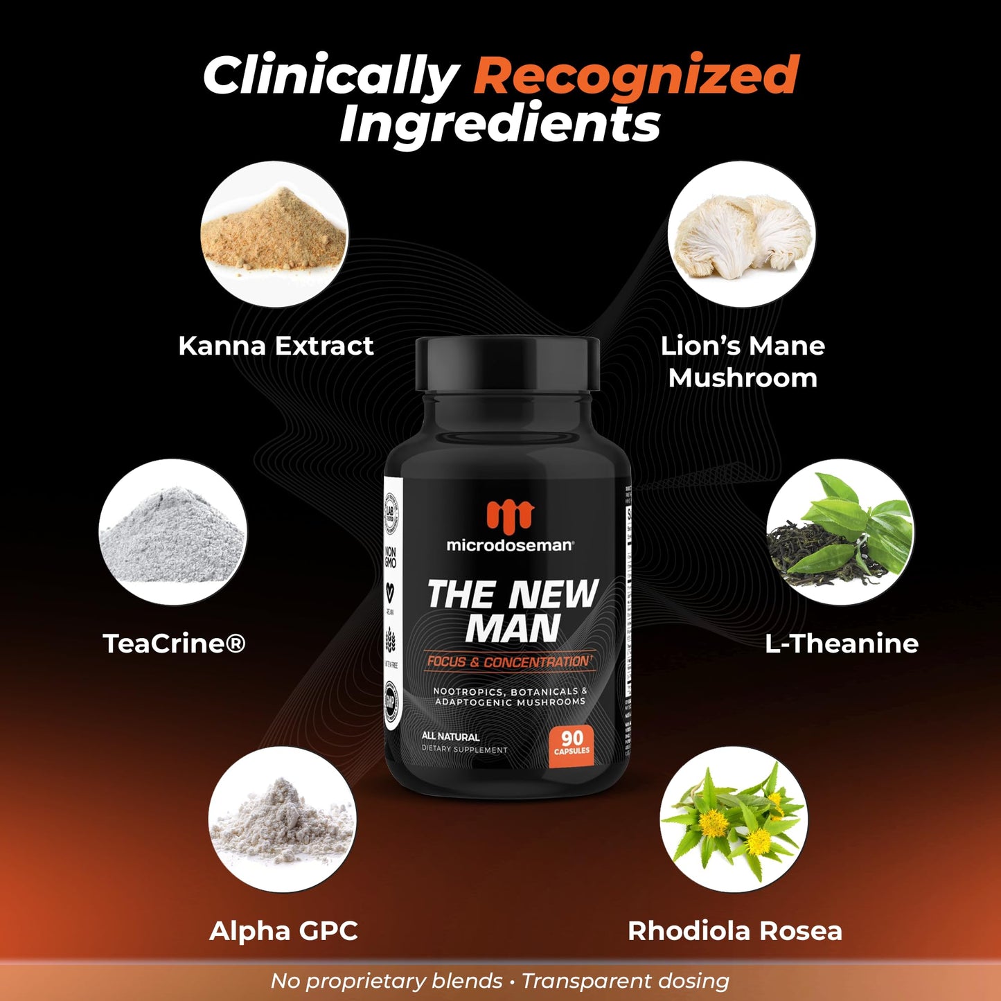 microdoseman The New Man Brain Supplements for Memory and Focus 90 Capsules