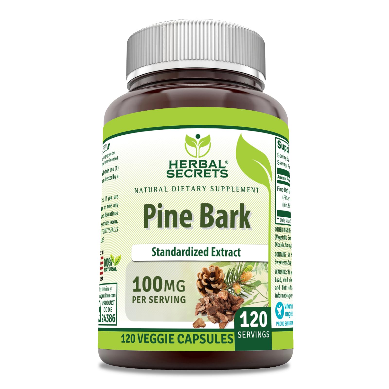 Herbal Secrets Pine Bark Extract Capsule, 120 Veggie Capsules