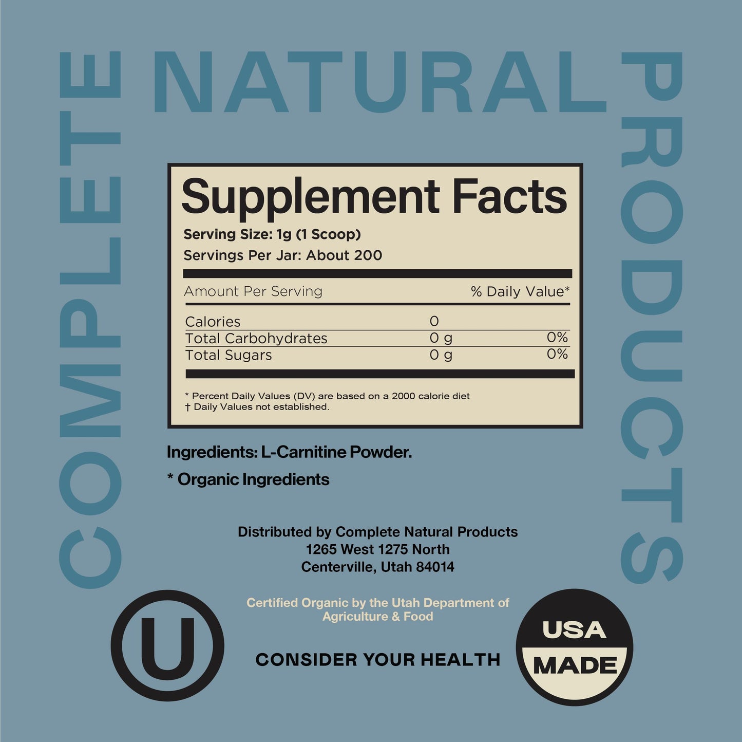 Complete Natural Products L-Carnitine Powder 8 oz