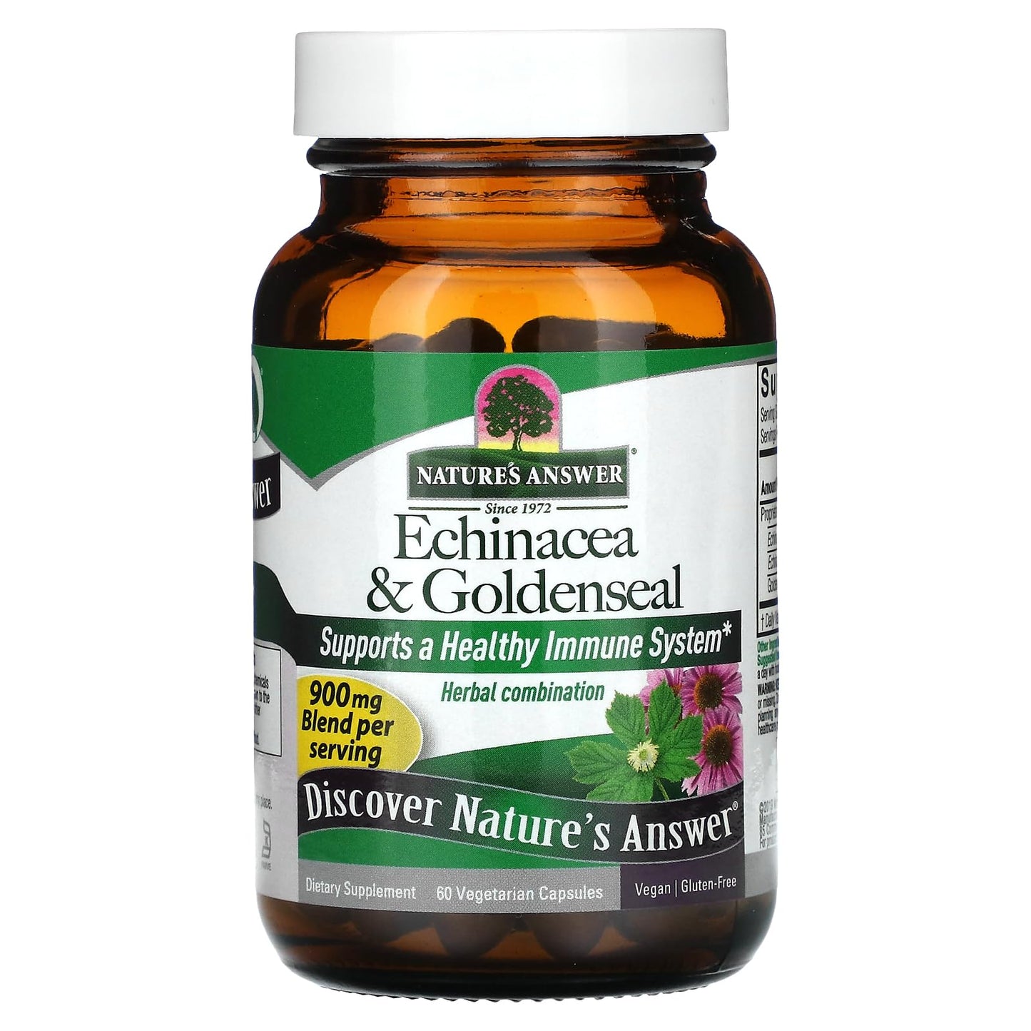 Nature's Answer Echinacea/Goldenseal (Herb & Root) Vegetarian Capsules, 60 Count